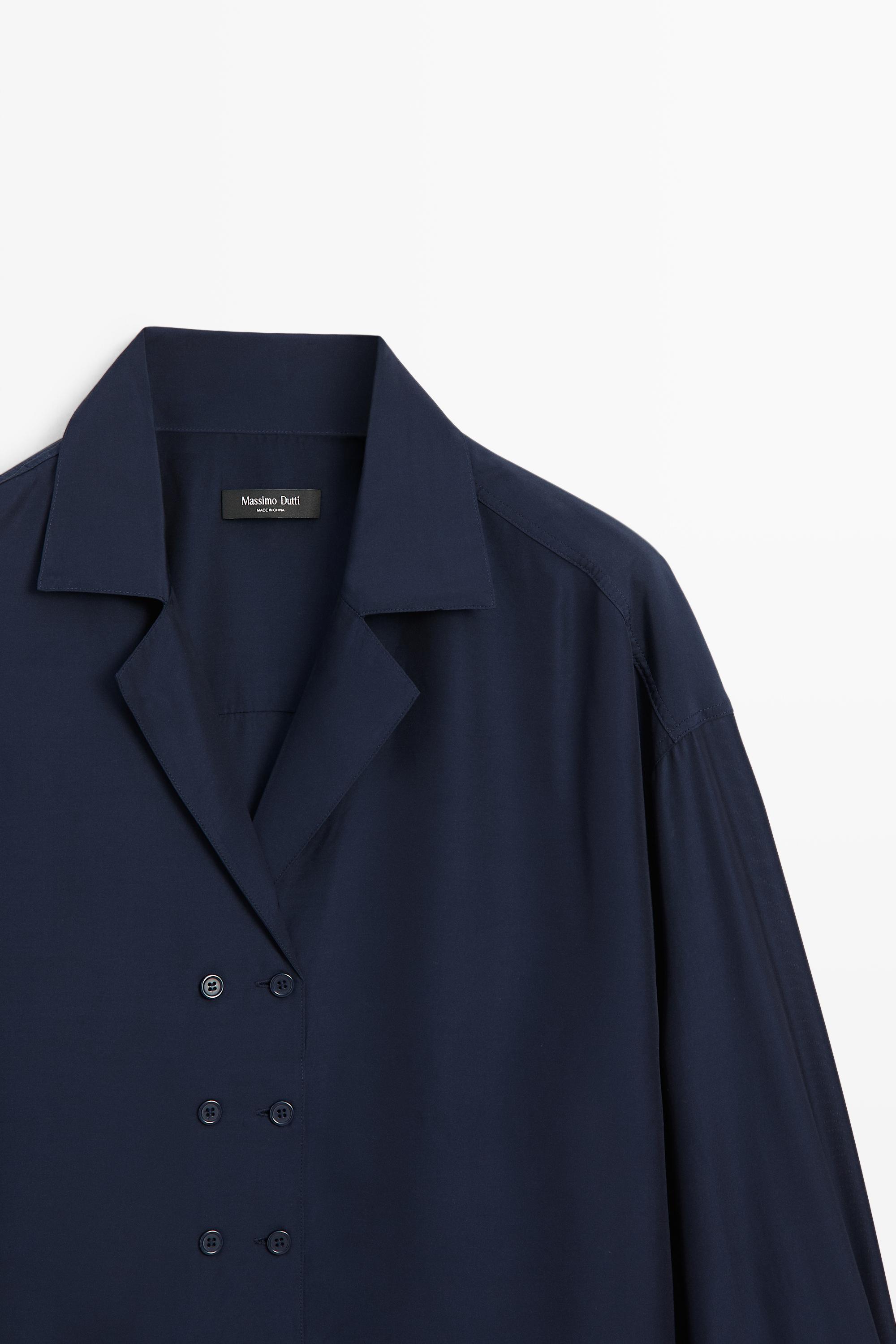 Flowing double-breasted shirt - Dark Blue
