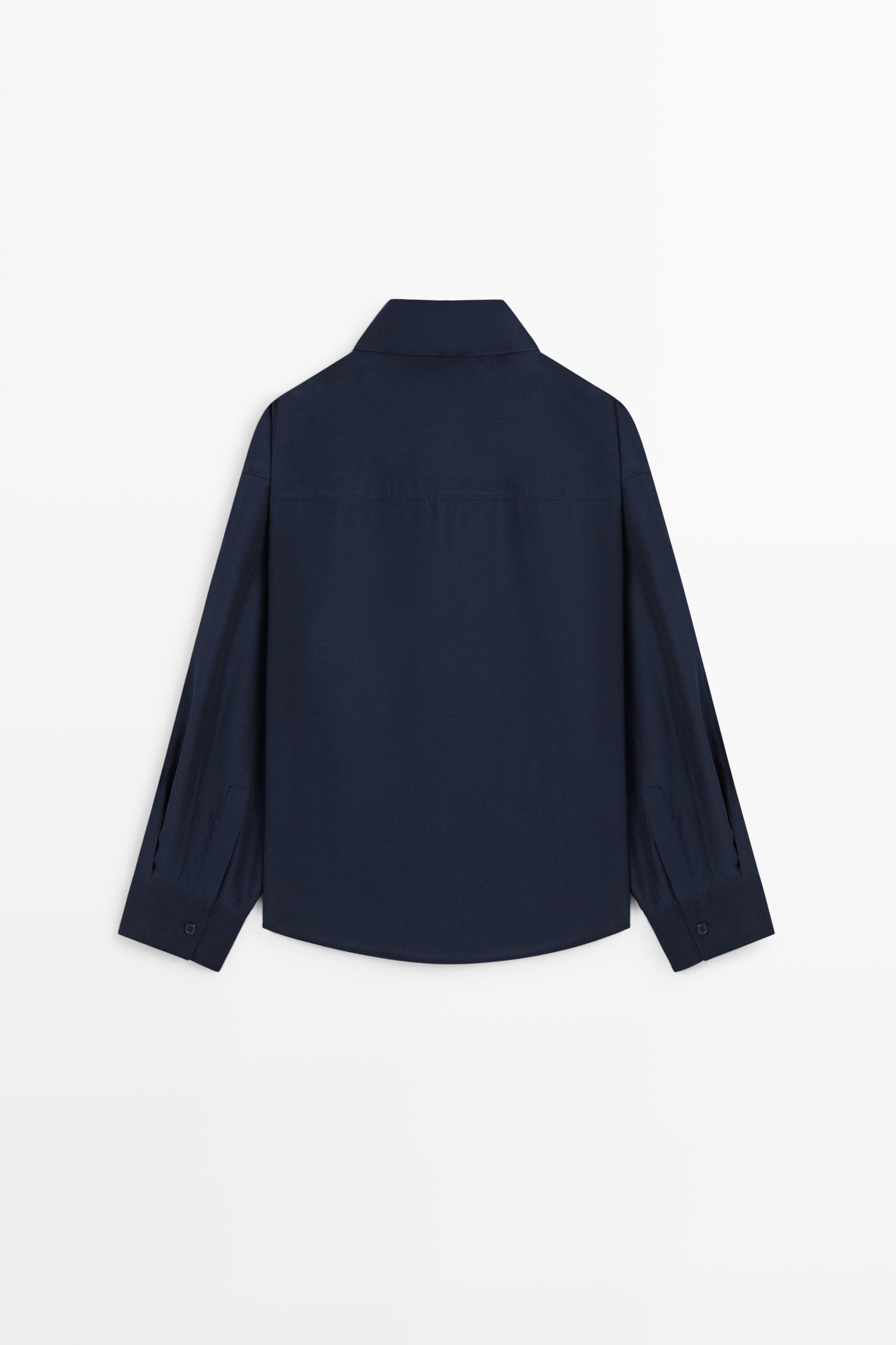 Flowing double-breasted shirt - Dark Blue