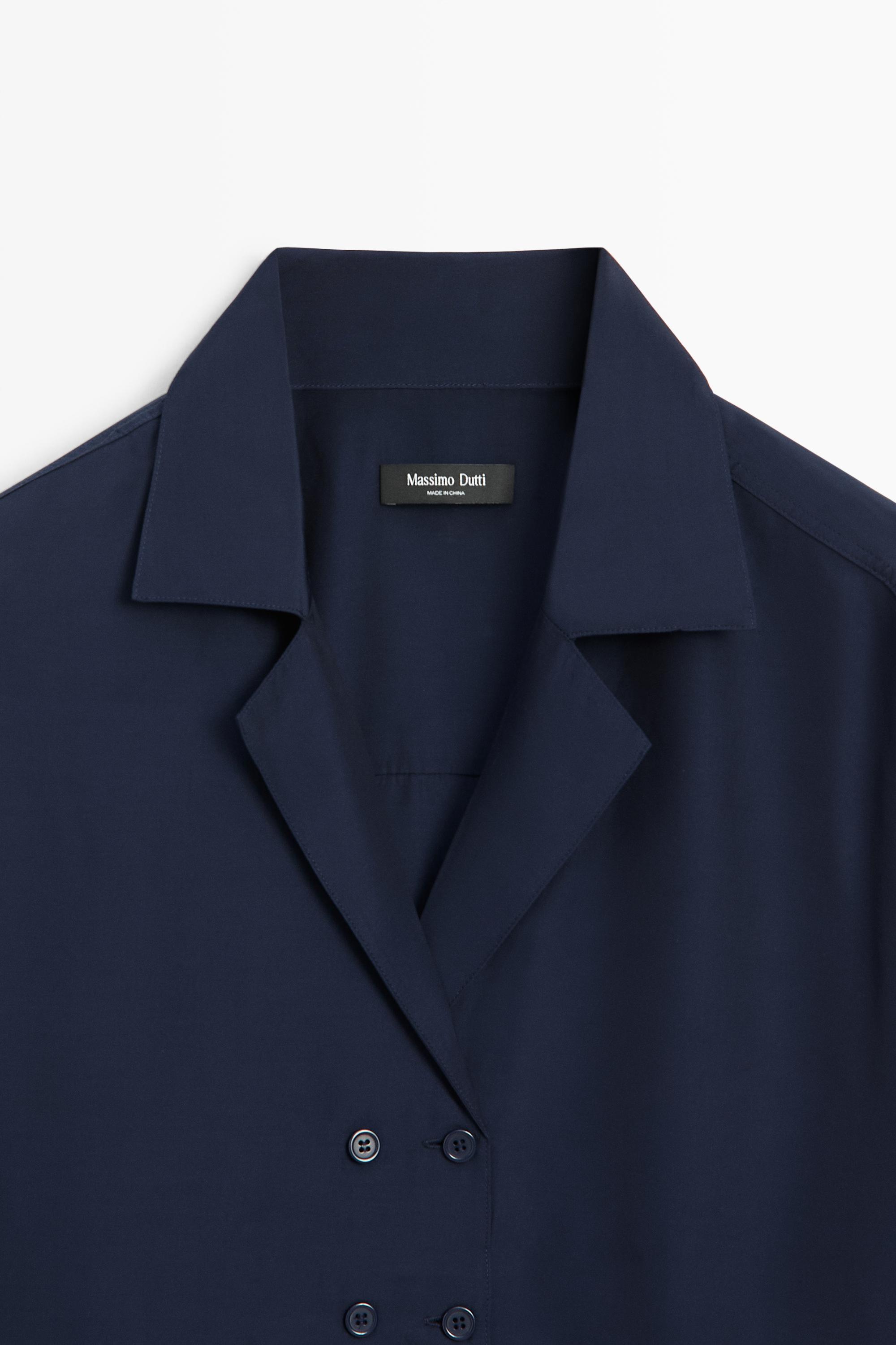 Flowing double-breasted shirt - Dark Blue