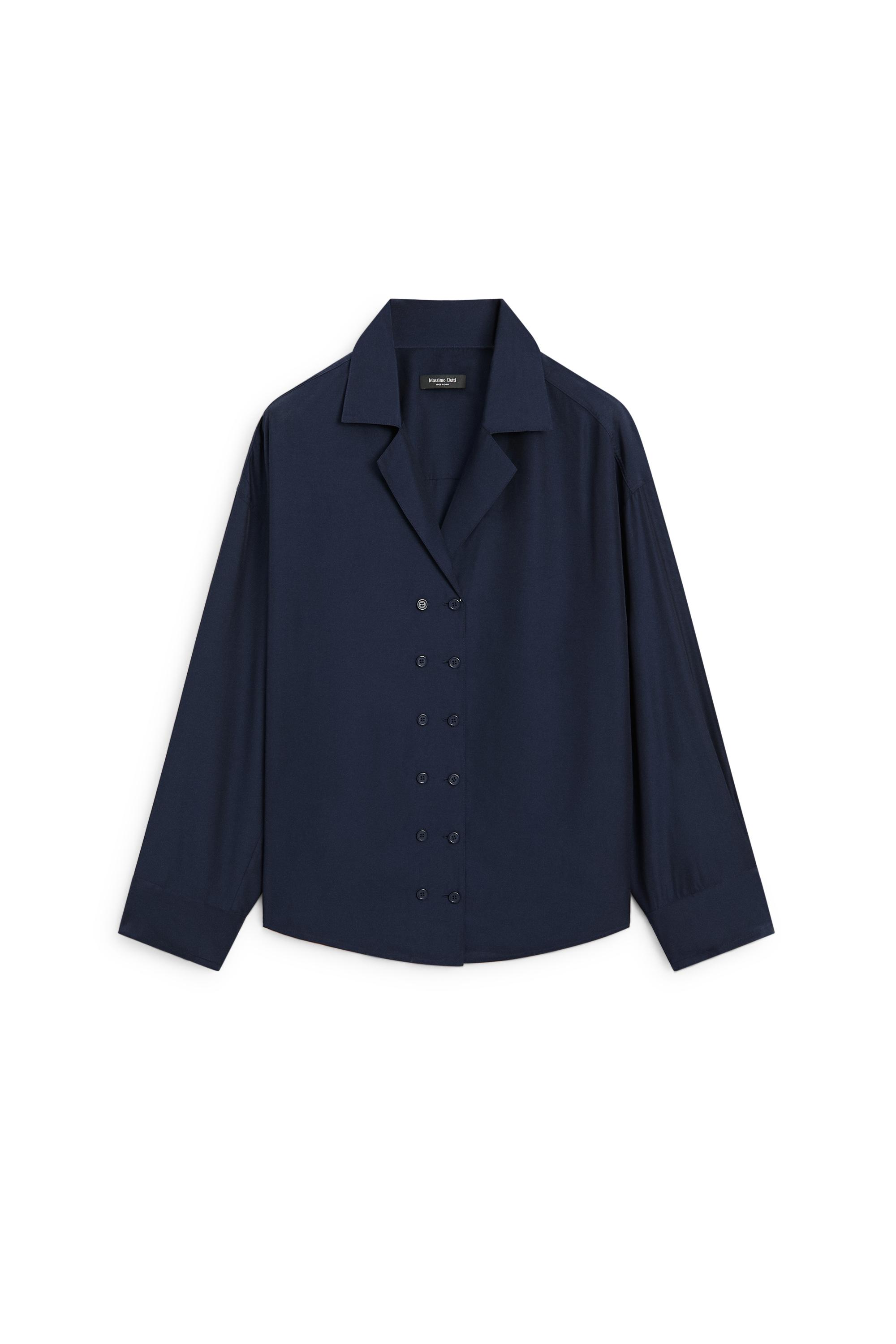 Flowing double-breasted shirt - Dark Blue