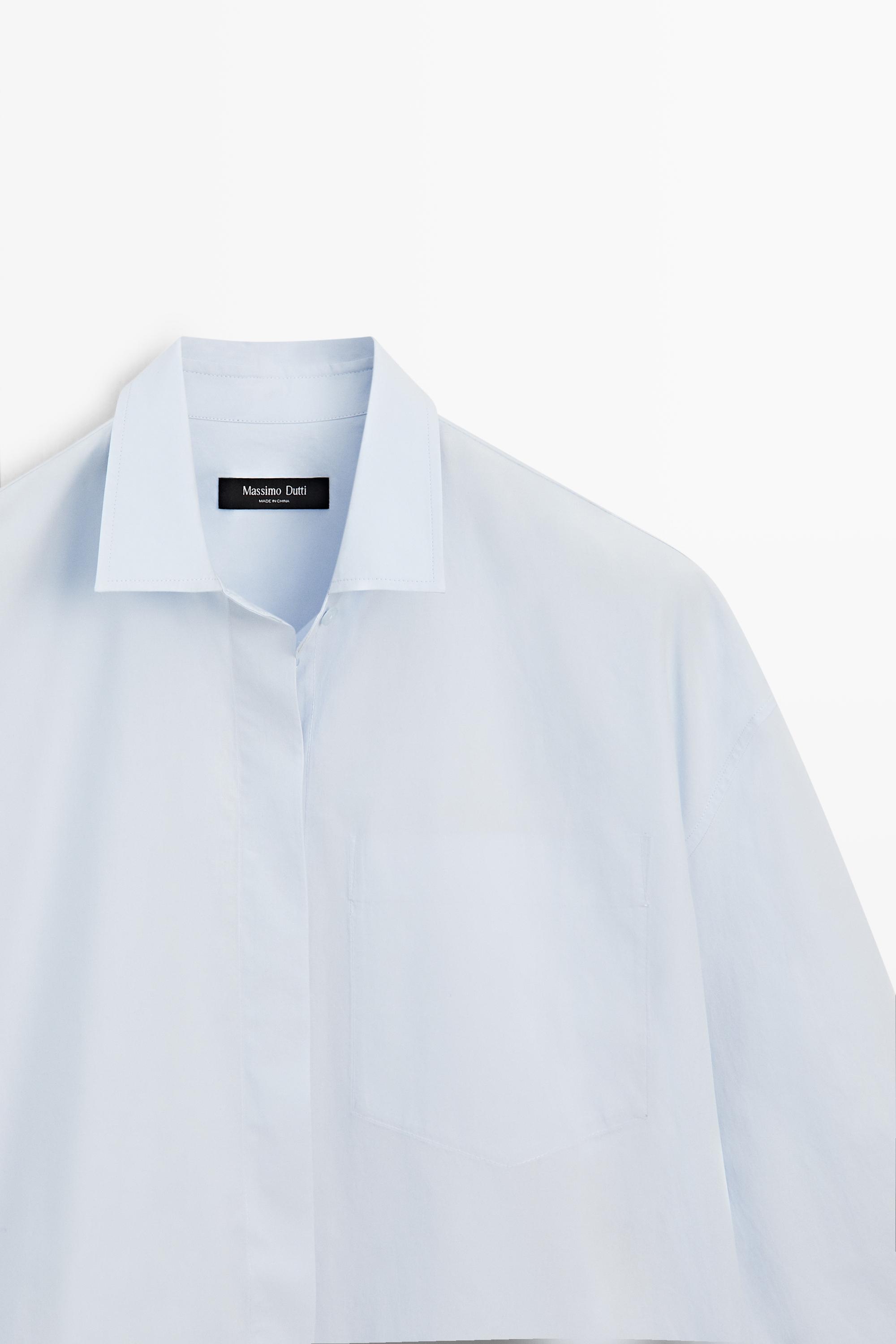 100% cotton shirt with pocket detail - SKY BLUE