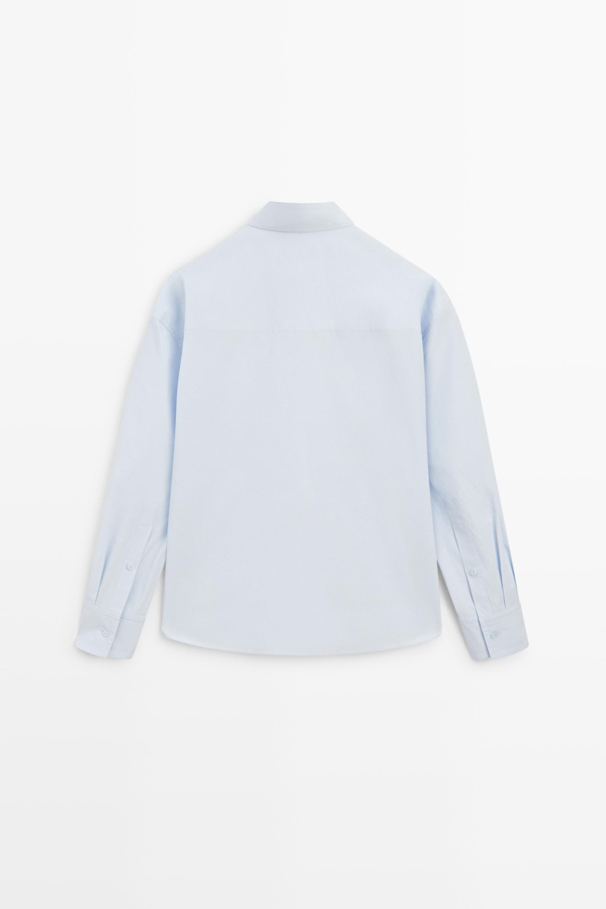 100% cotton shirt with pocket detail - SKY BLUE