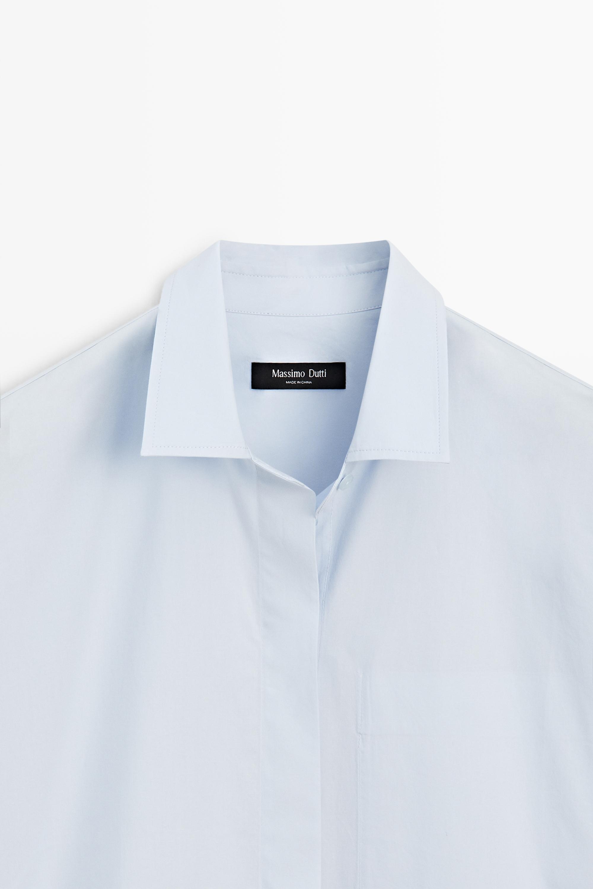 100% cotton shirt with pocket detail - SKY BLUE