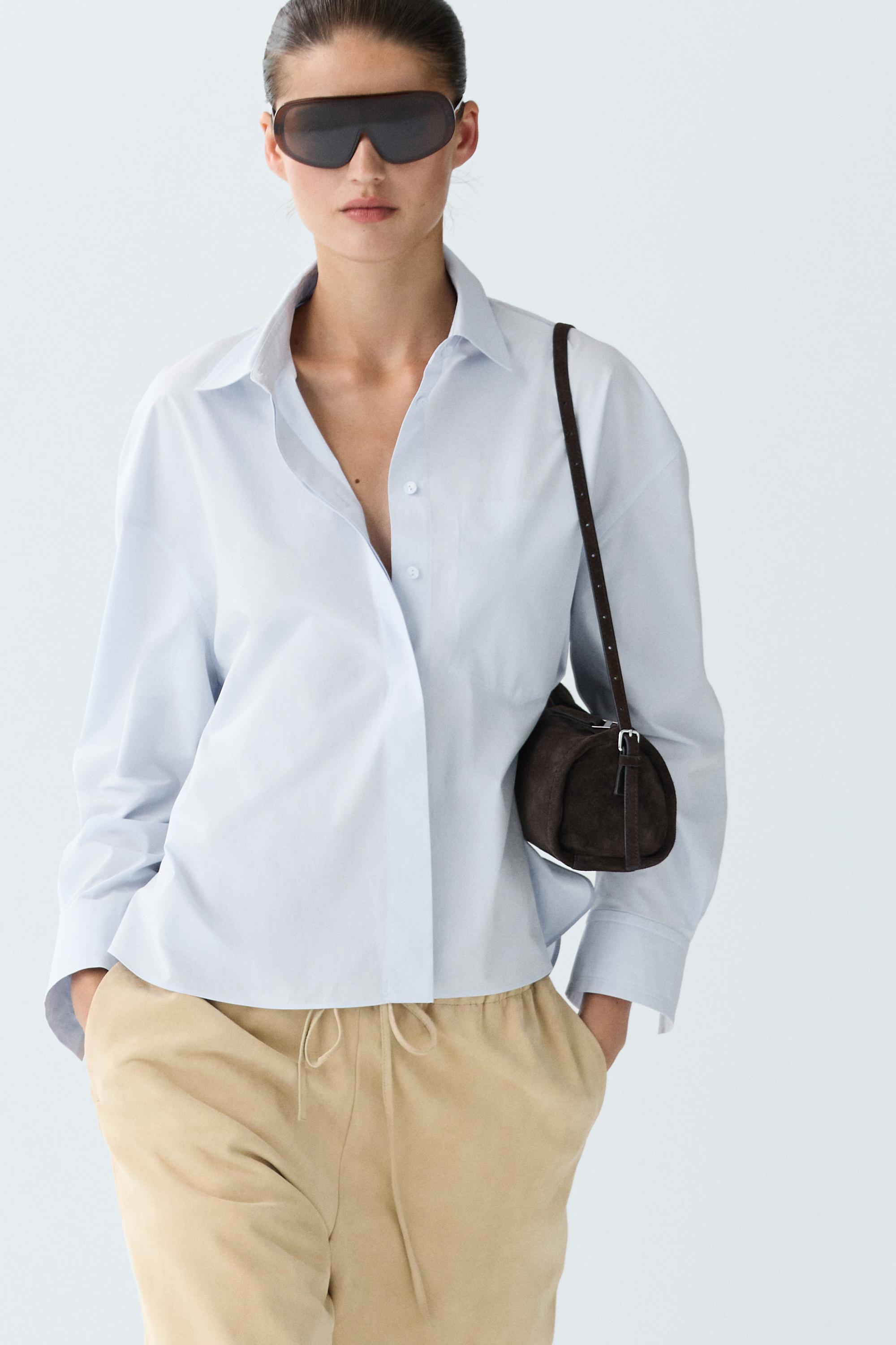 100% cotton shirt with pocket detail - SKY BLUE
