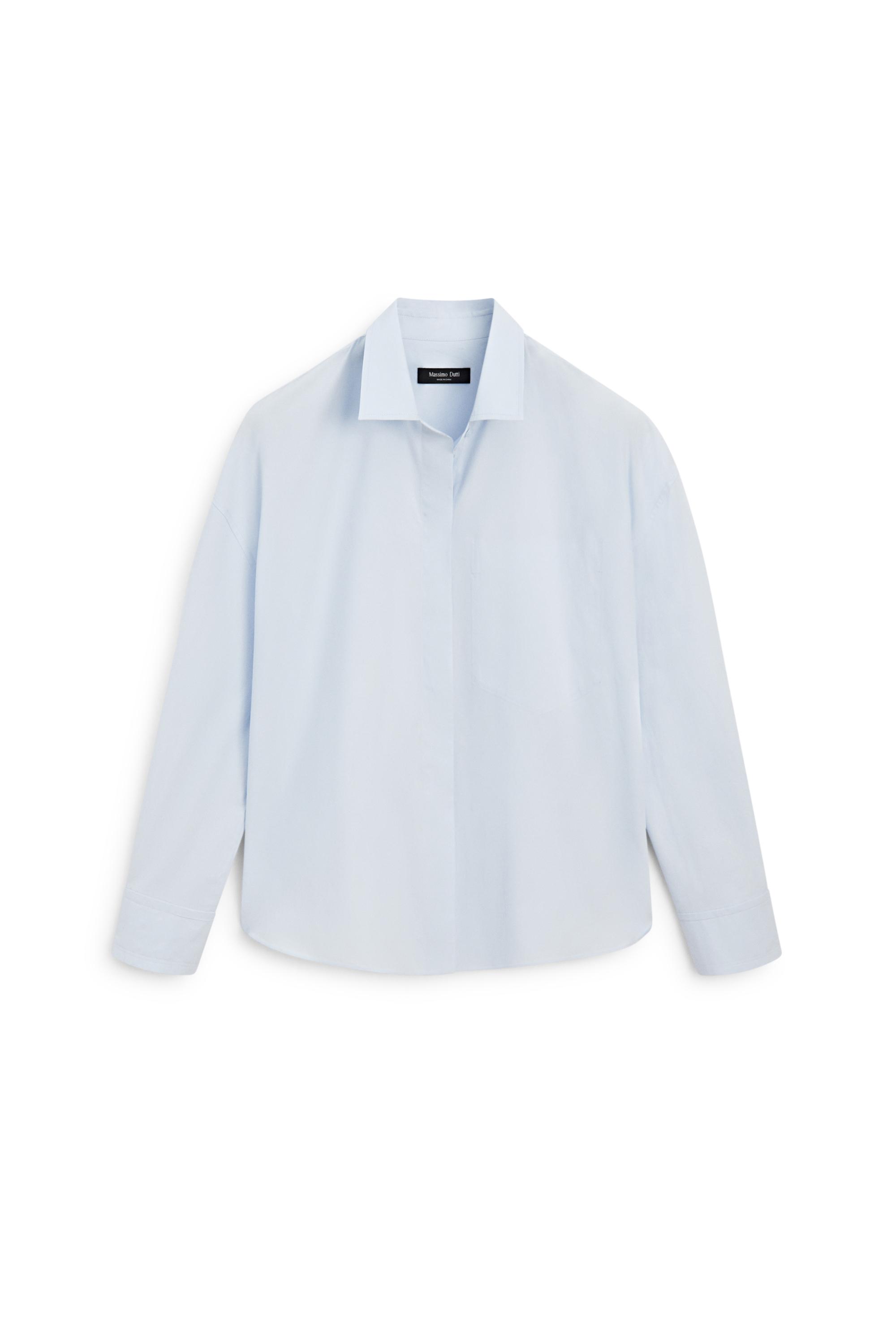 100% cotton shirt with pocket detail - SKY BLUE