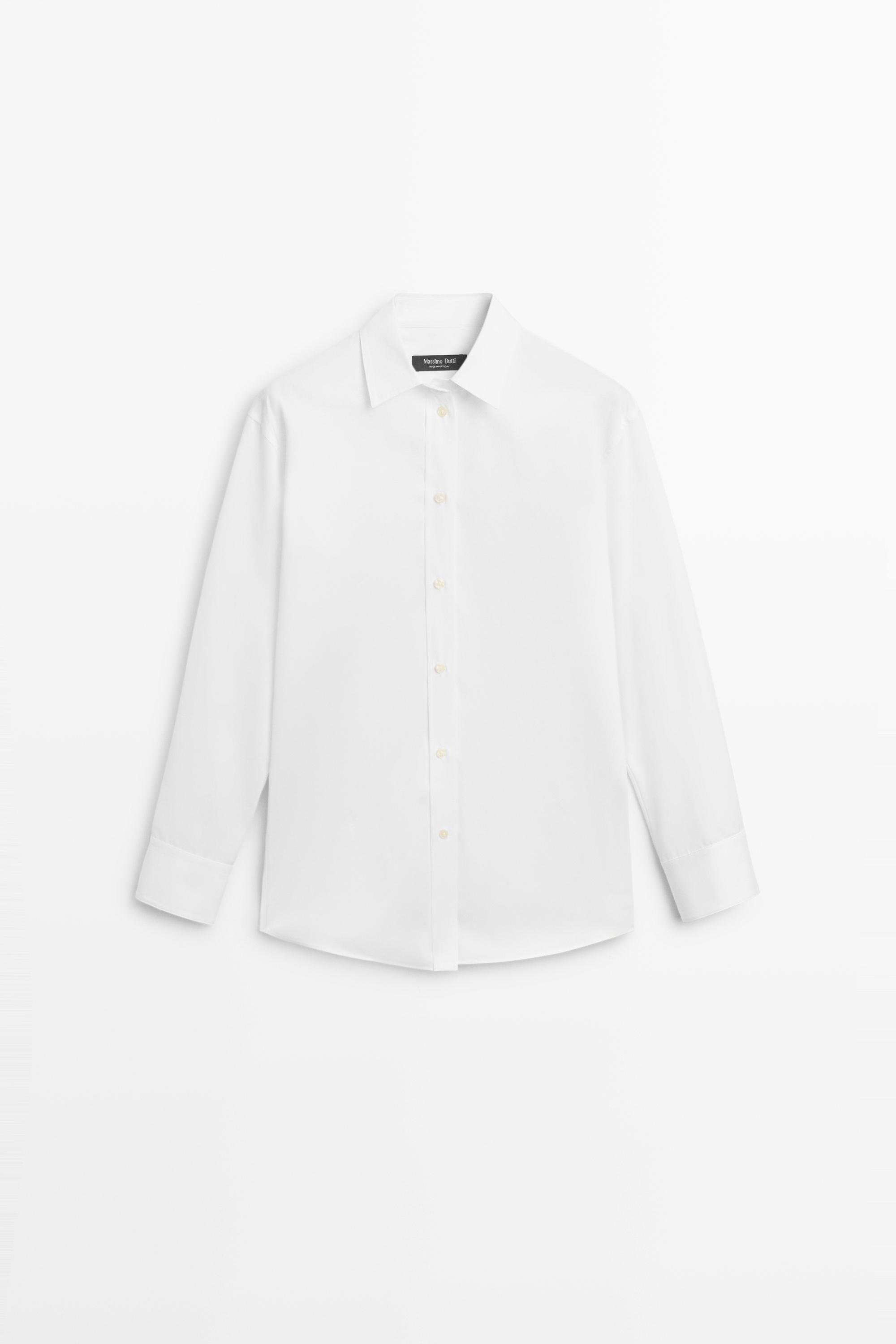 Oversize 100% cotton poplin shirt - WHITE