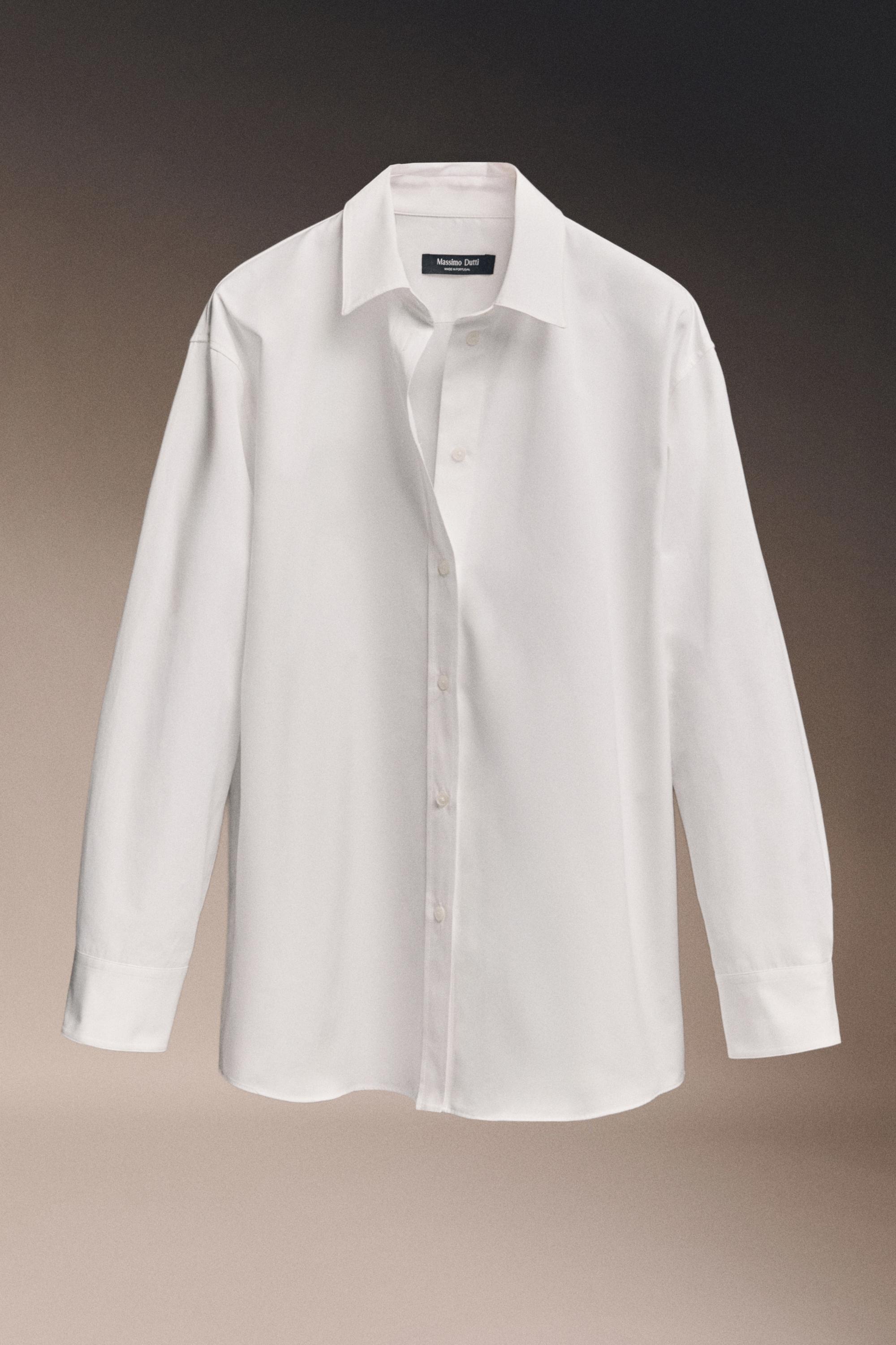 Oversize 100% cotton poplin shirt - WHITE