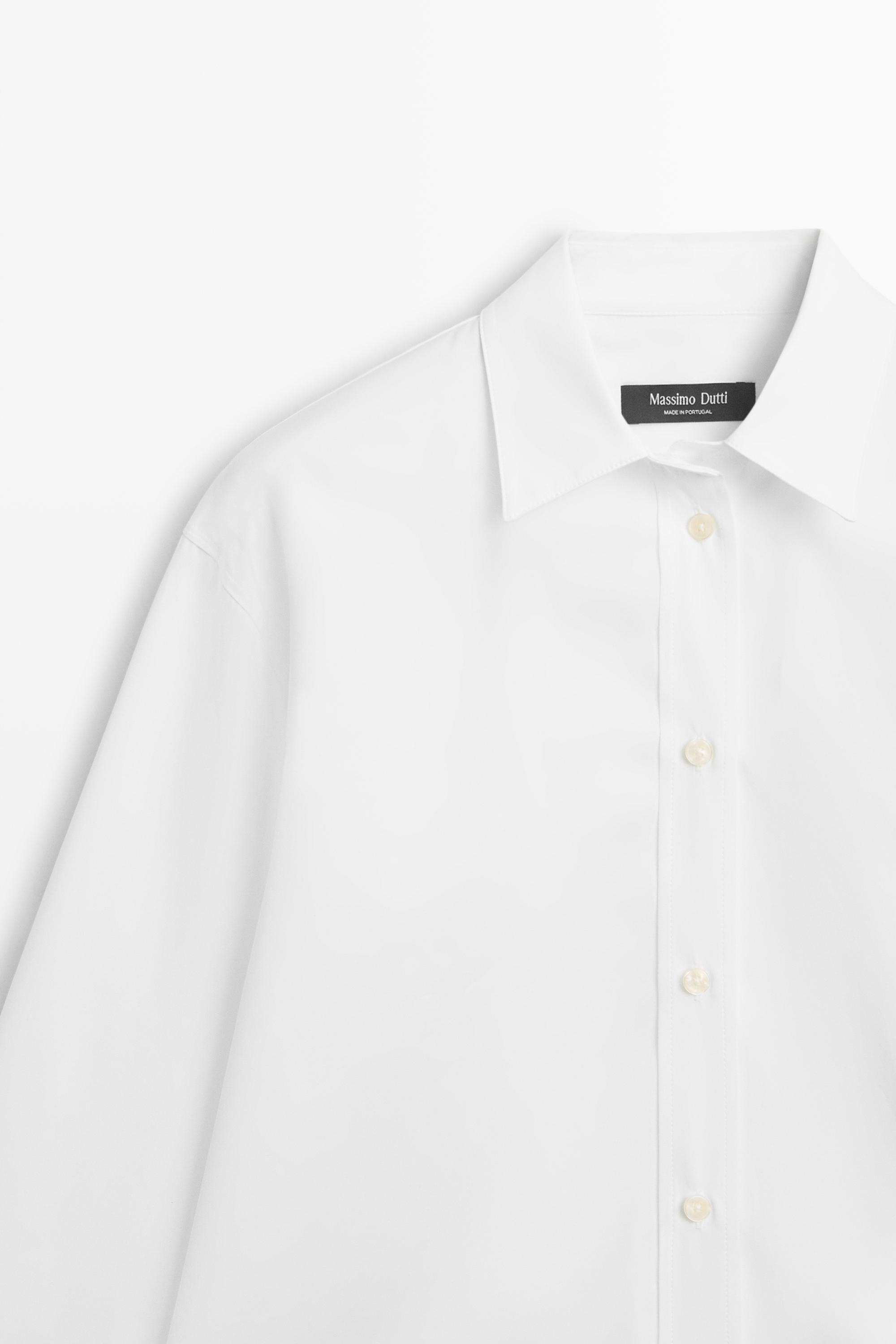 Oversize 100% cotton poplin shirt - WHITE