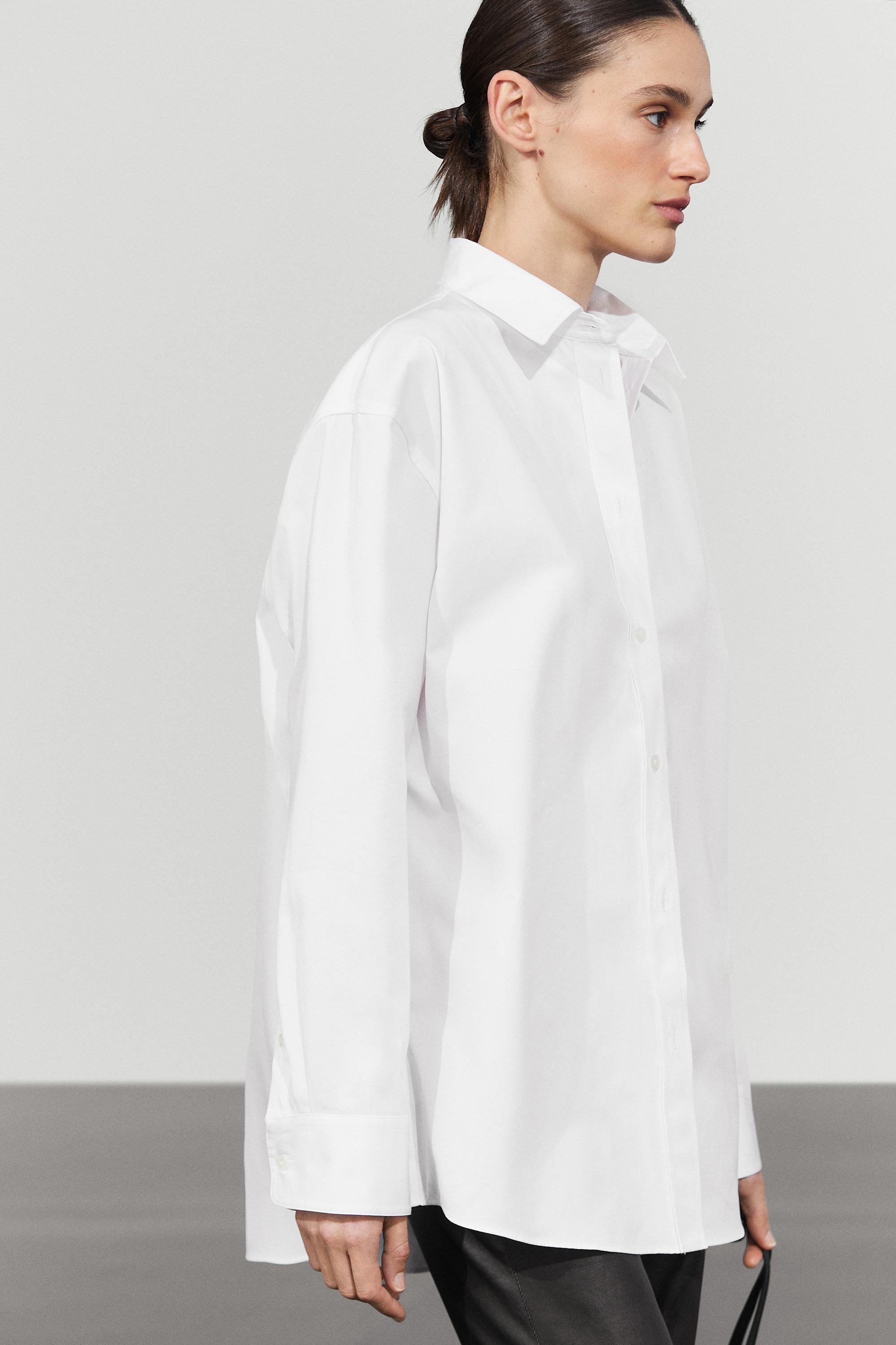 Oversize 100% cotton poplin shirt - WHITE