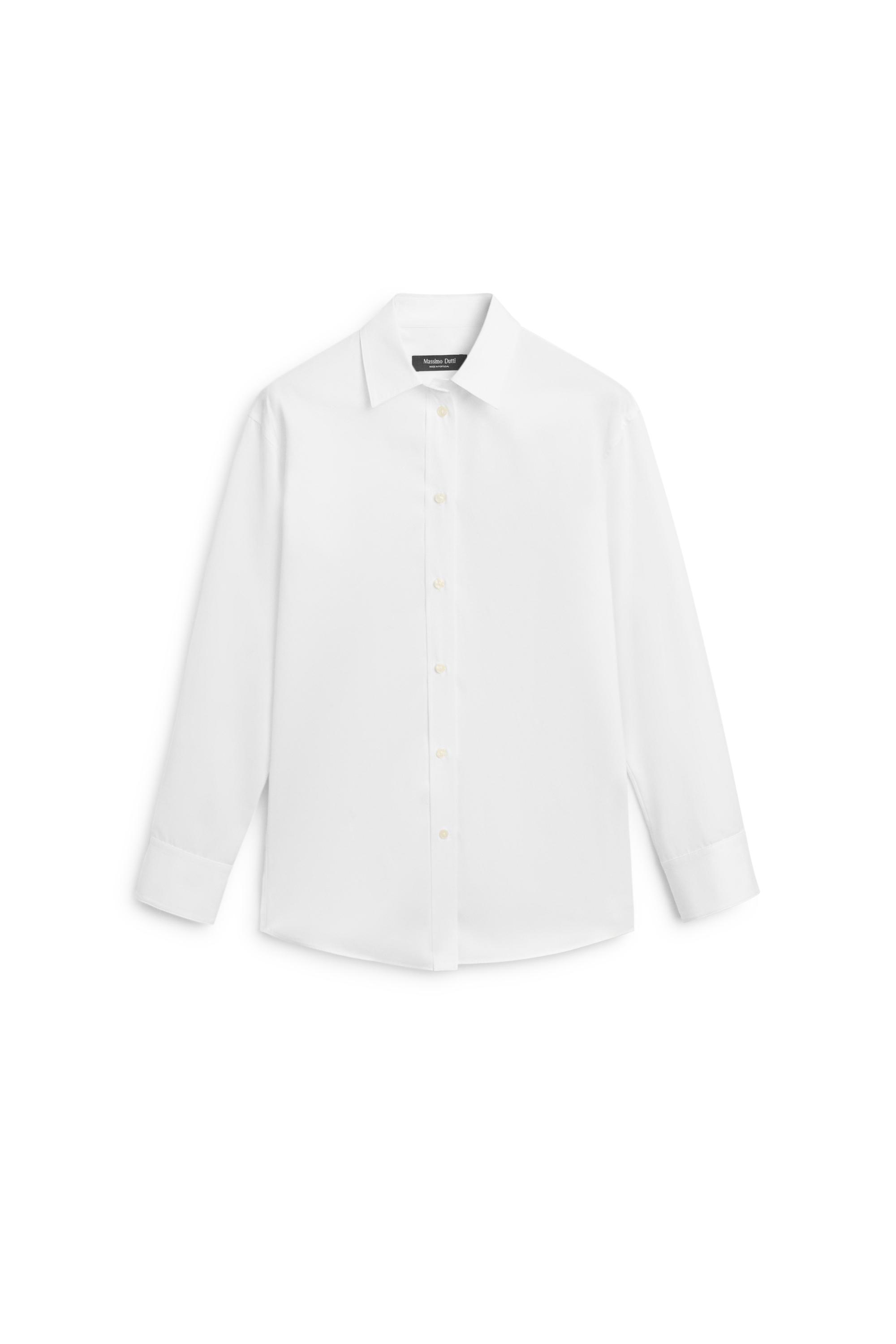 Oversize 100% cotton poplin shirt - WHITE