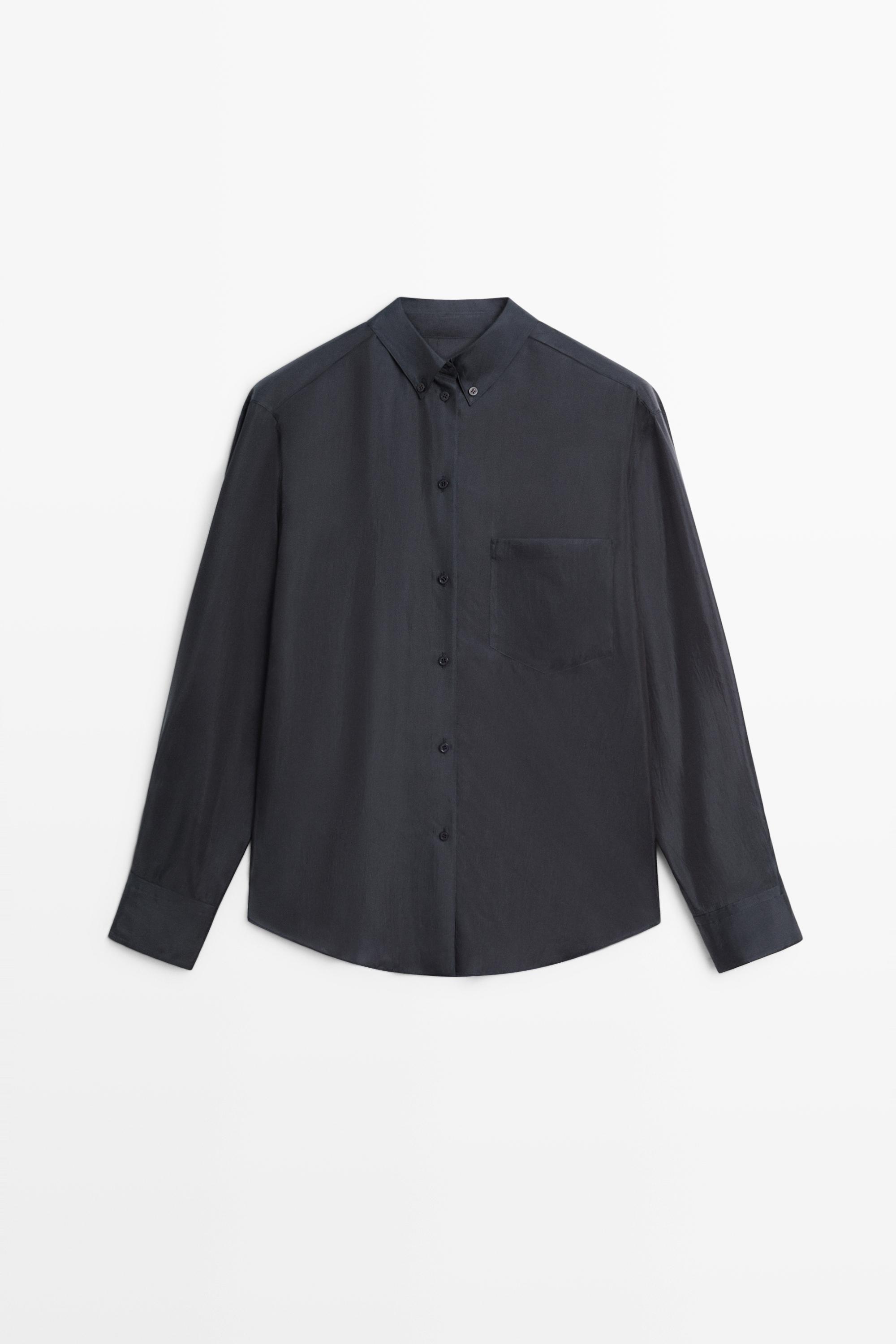 Flowing shirt with pocket detail - NAVY BLUE