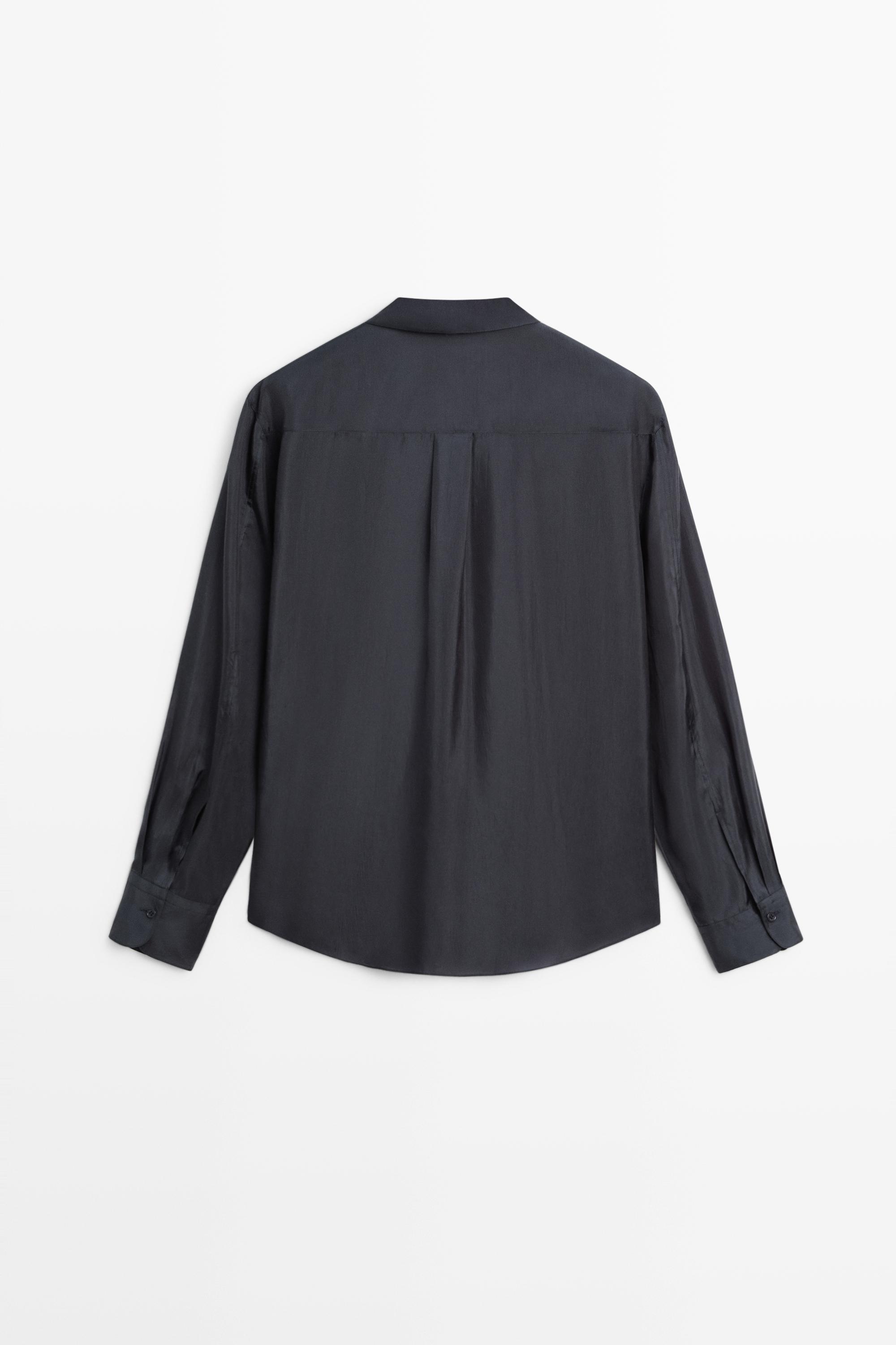 Flowing shirt with pocket detail - NAVY BLUE