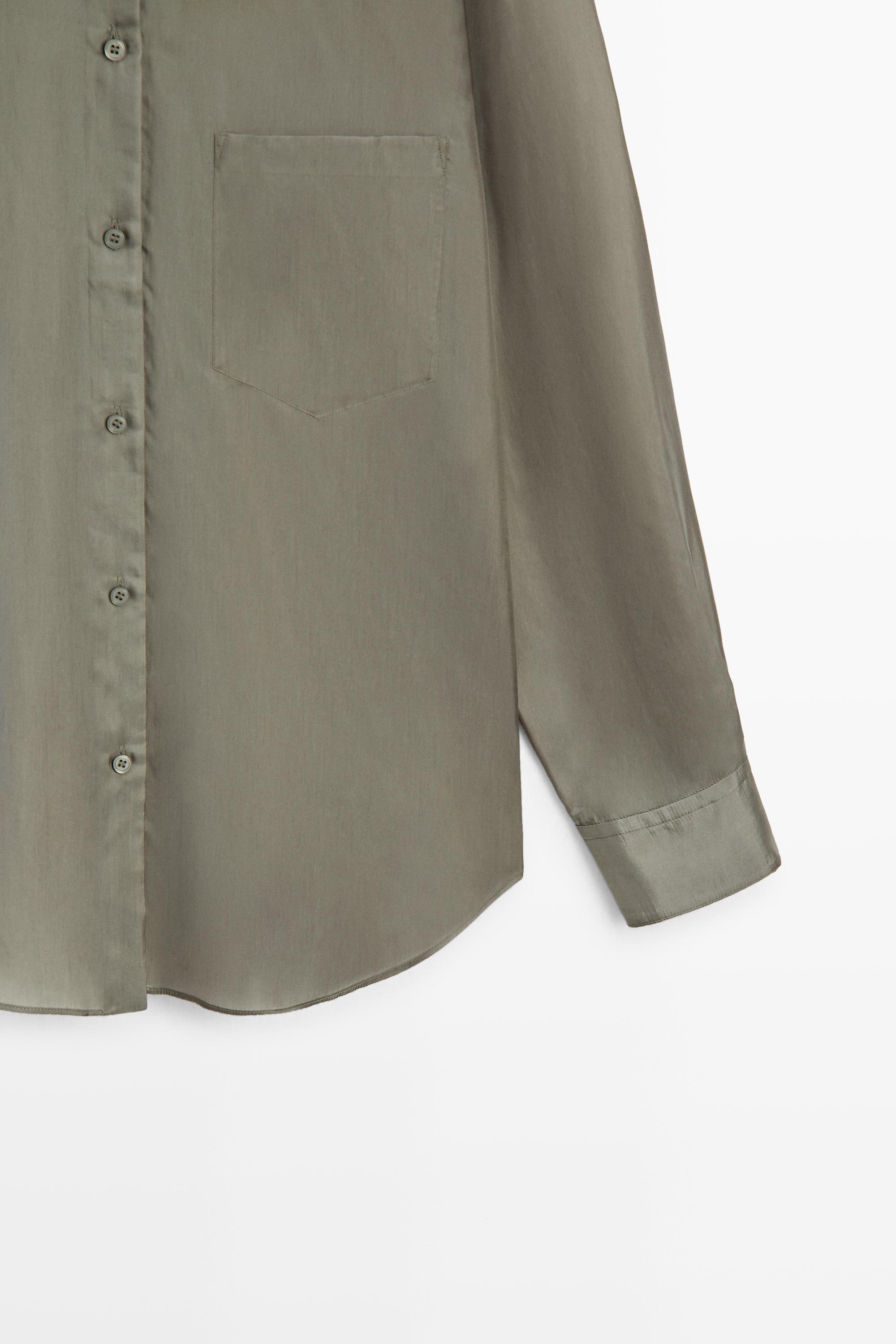 Flowing shirt with pocket detail - Greyish green