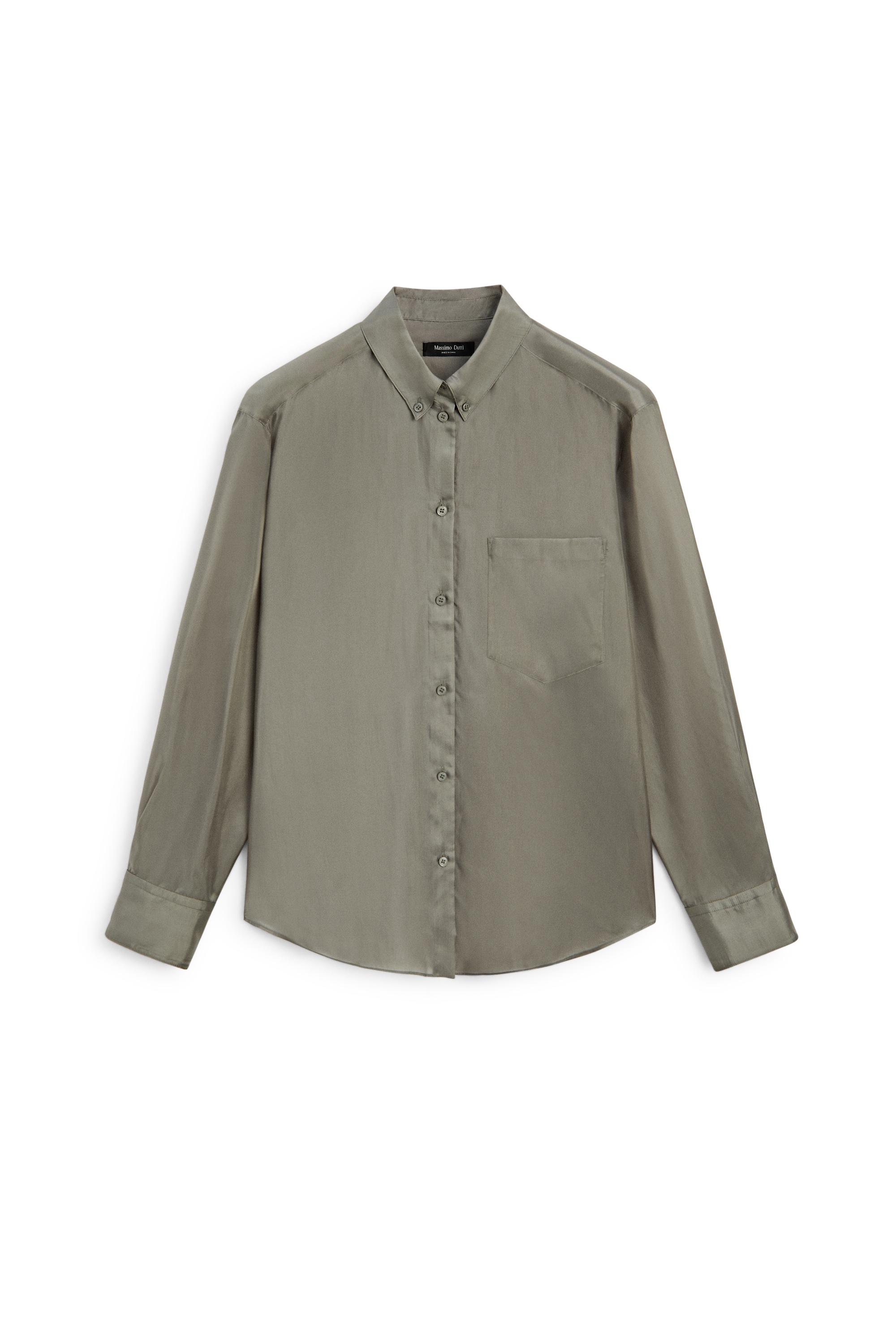 Flowing shirt with pocket detail - Greyish green