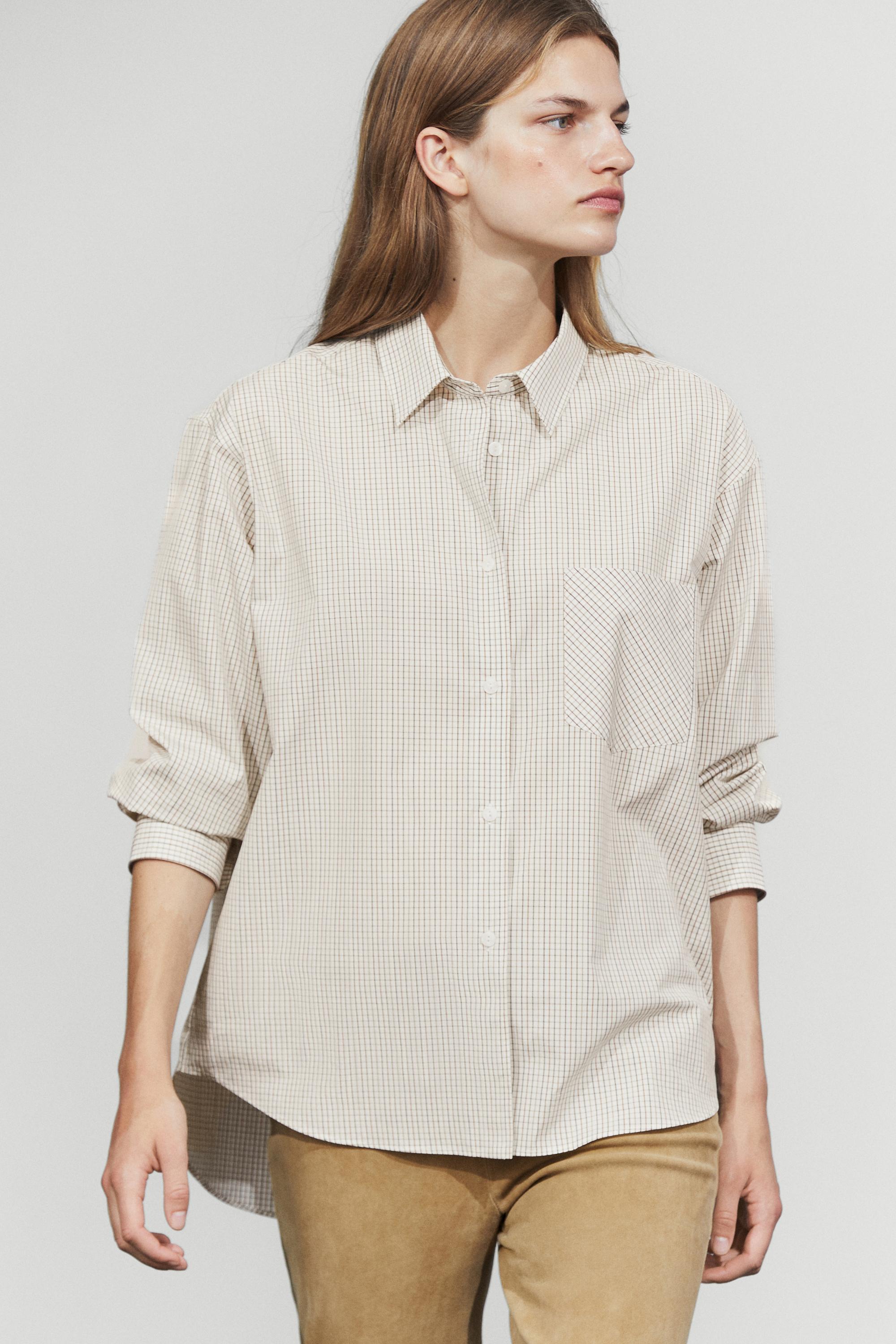 100% Cotton Check Shirt - WHITE