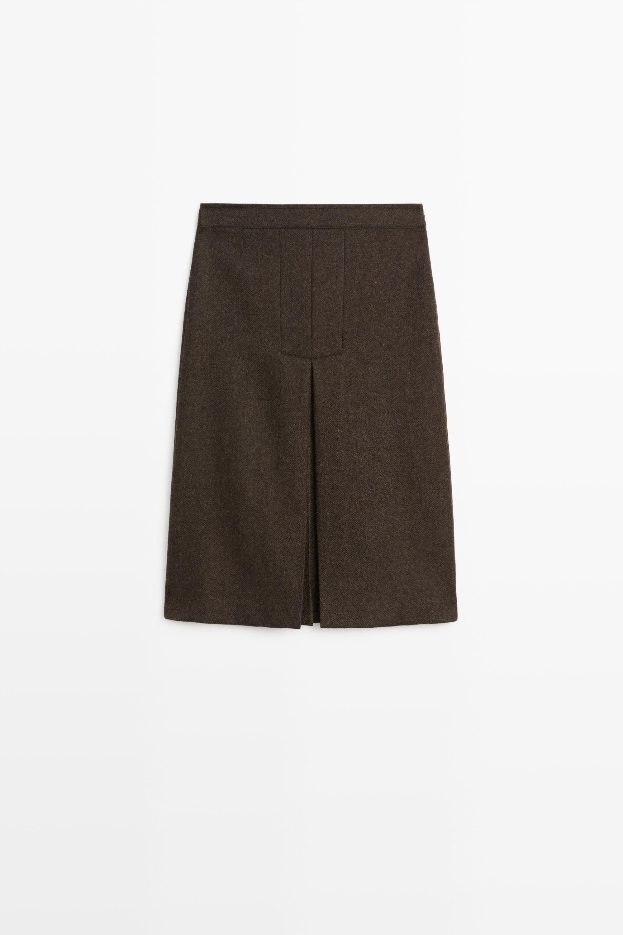 Midi skirt with split detail - BROWN