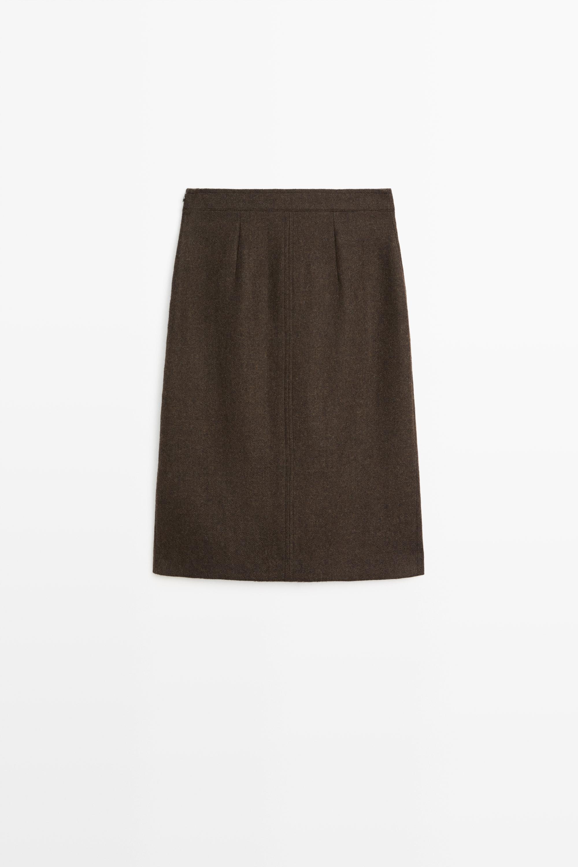 Midi skirt with split detail - BROWN
