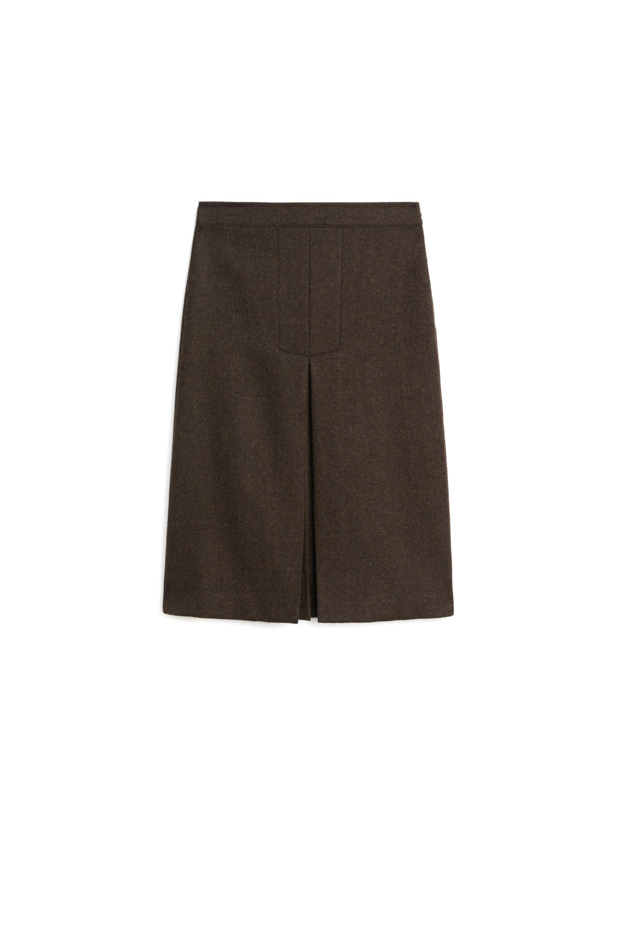 Midi skirt with split detail - BROWN
