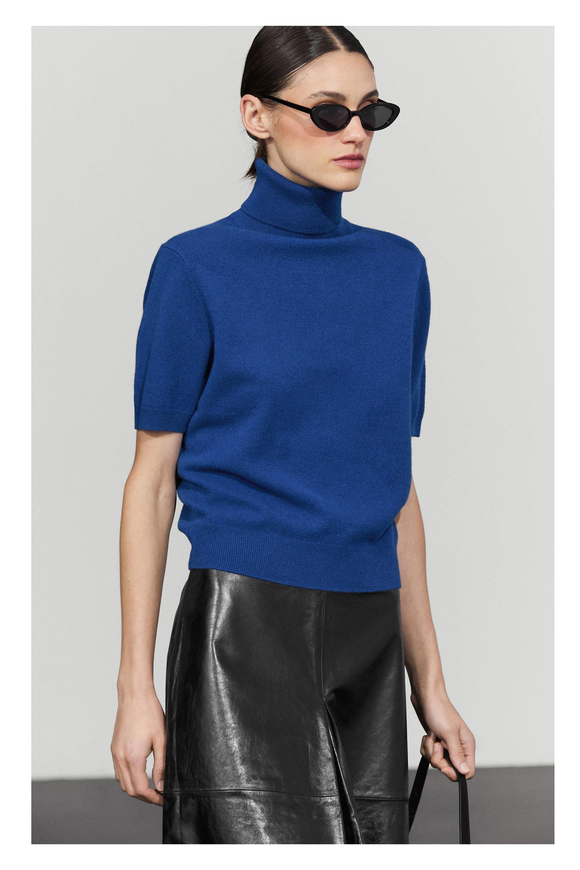 Short nappa leather skirt - BLACK