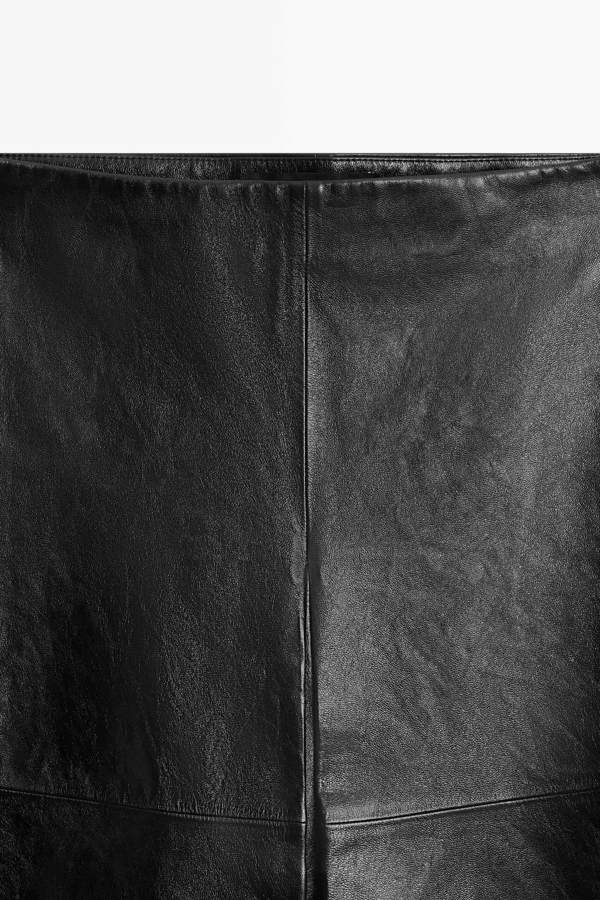 Short nappa leather skirt - BLACK