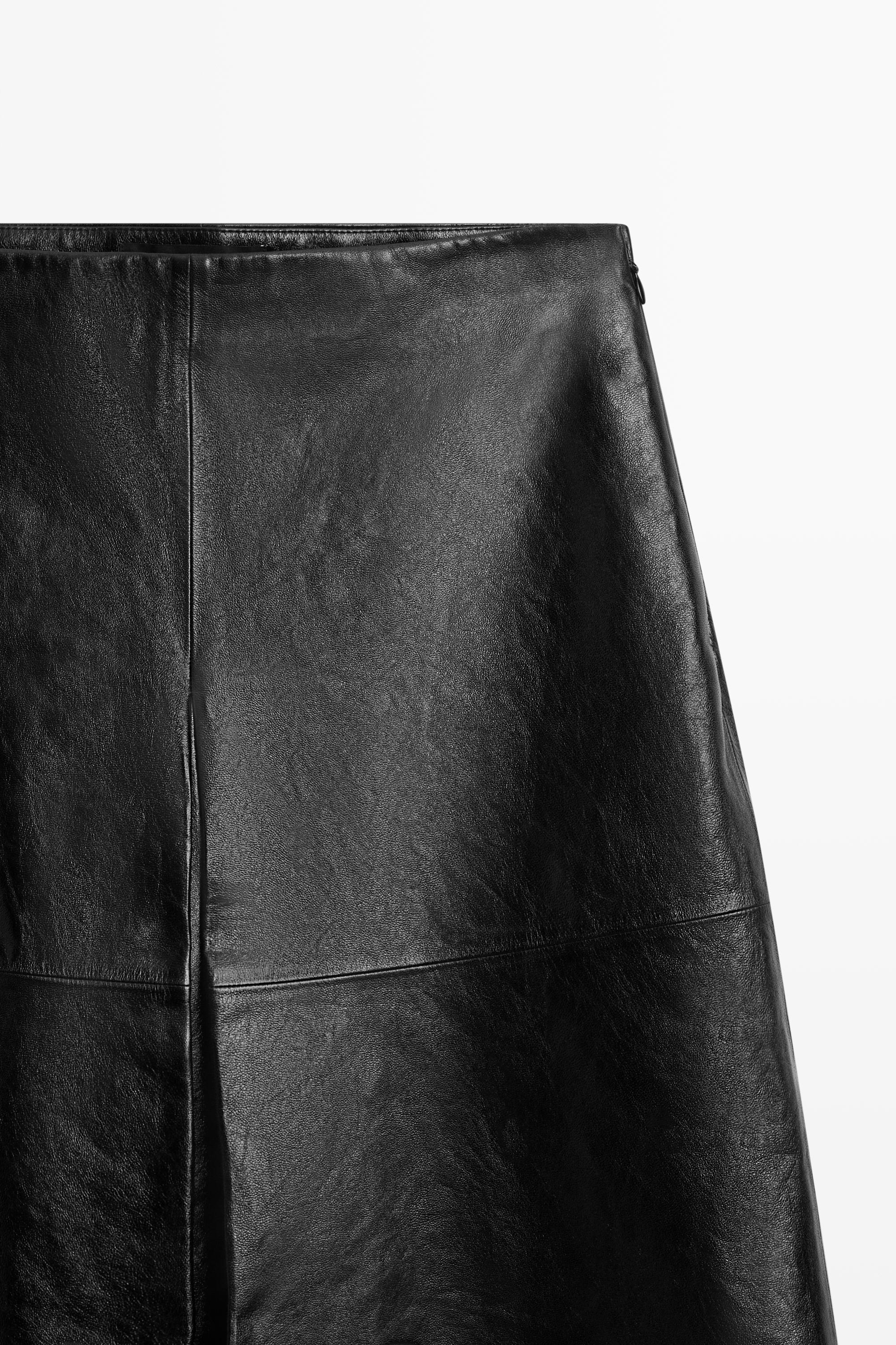 Short nappa leather skirt - BLACK