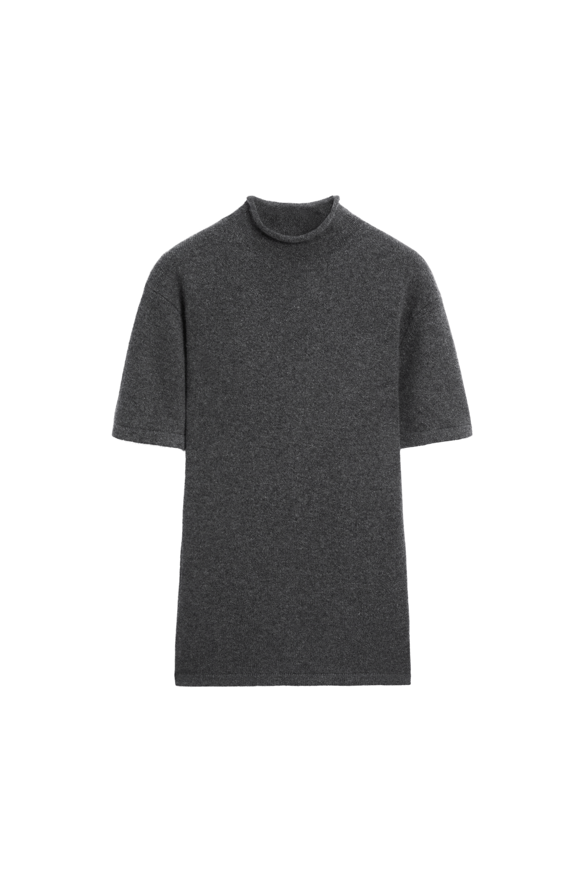 100% cashmere knit short sleeve sweater - GREY