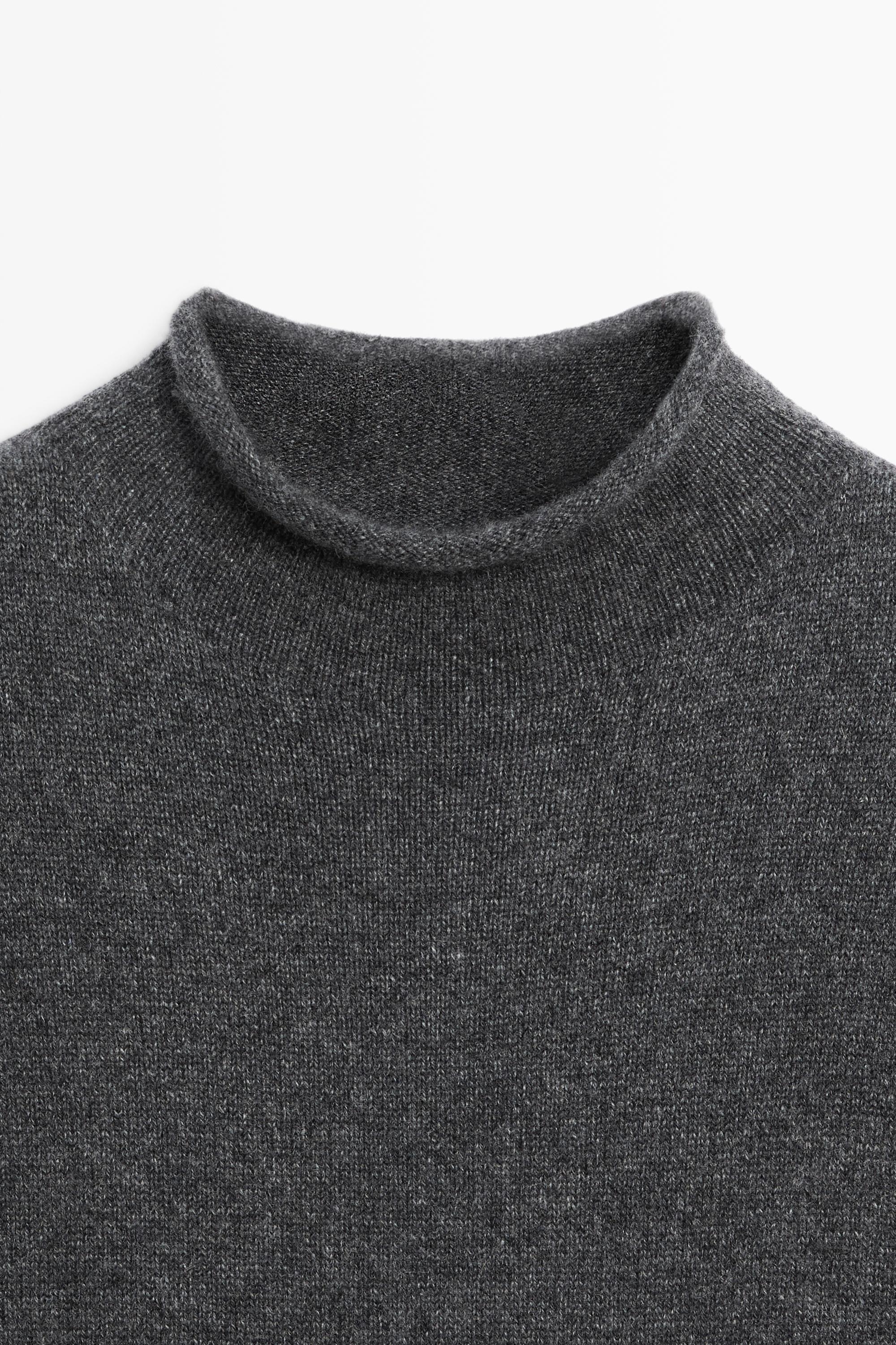 100% cashmere knit short sleeve sweater - GREY