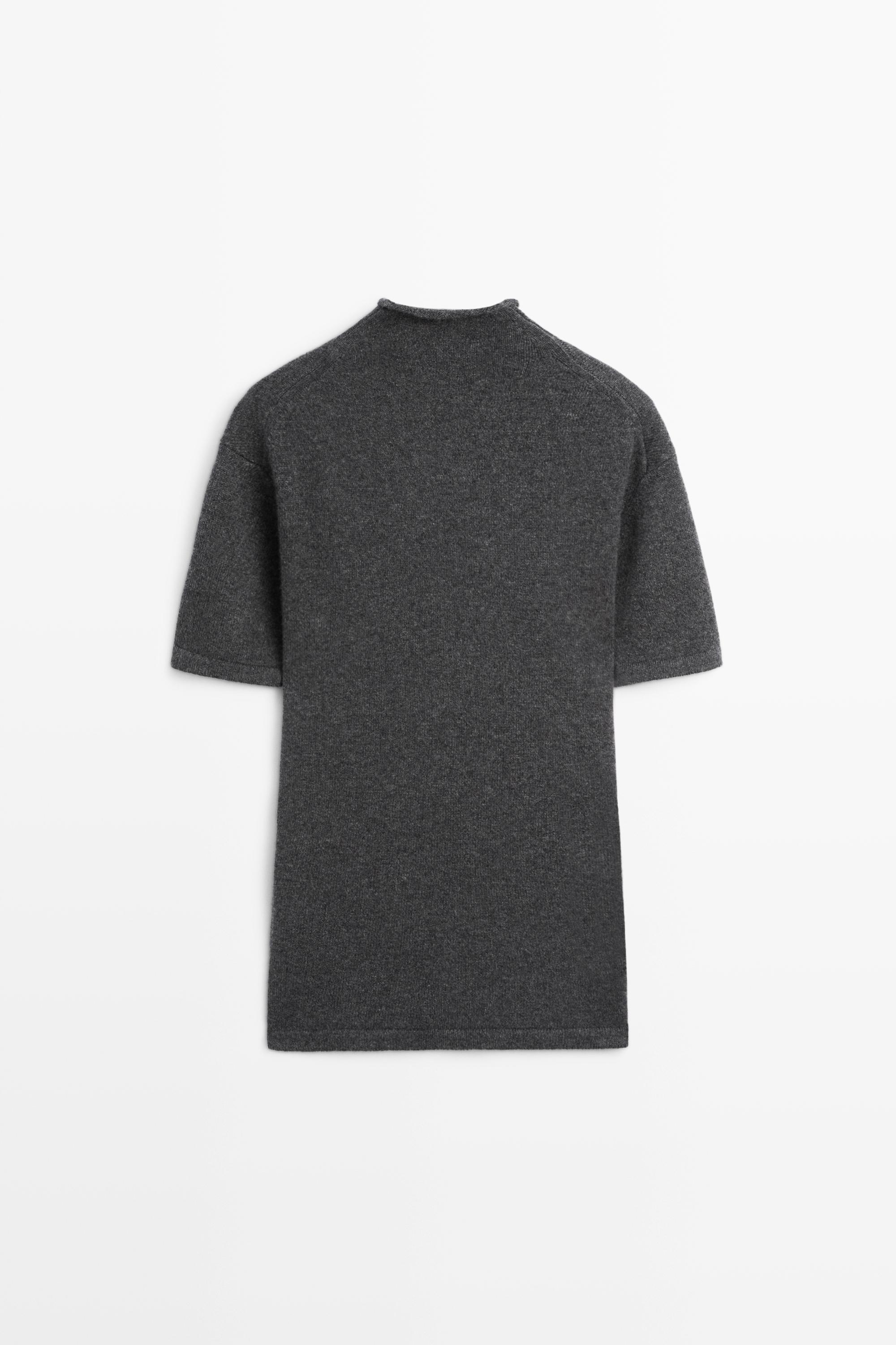 100% cashmere knit short sleeve sweater - GREY