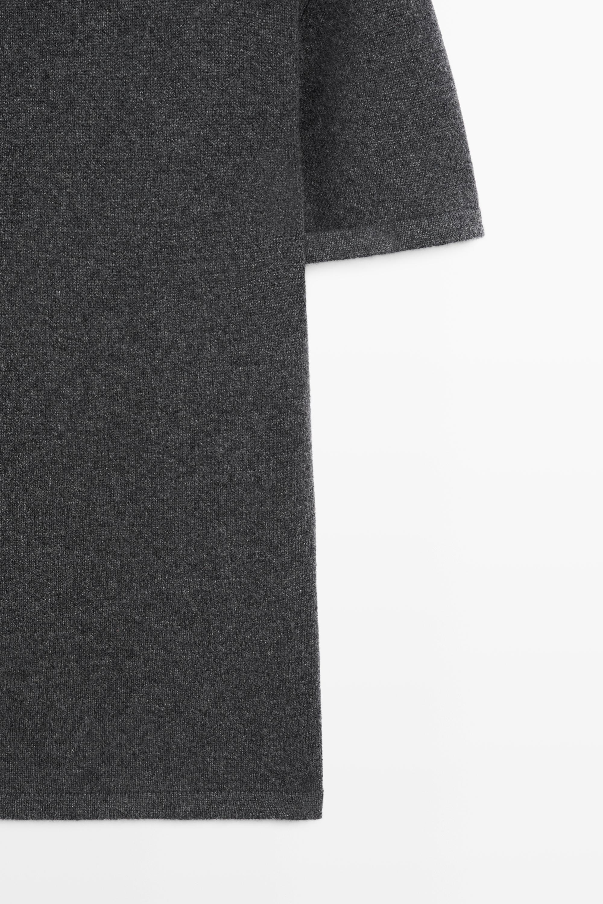 100% cashmere knit short sleeve sweater - GREY