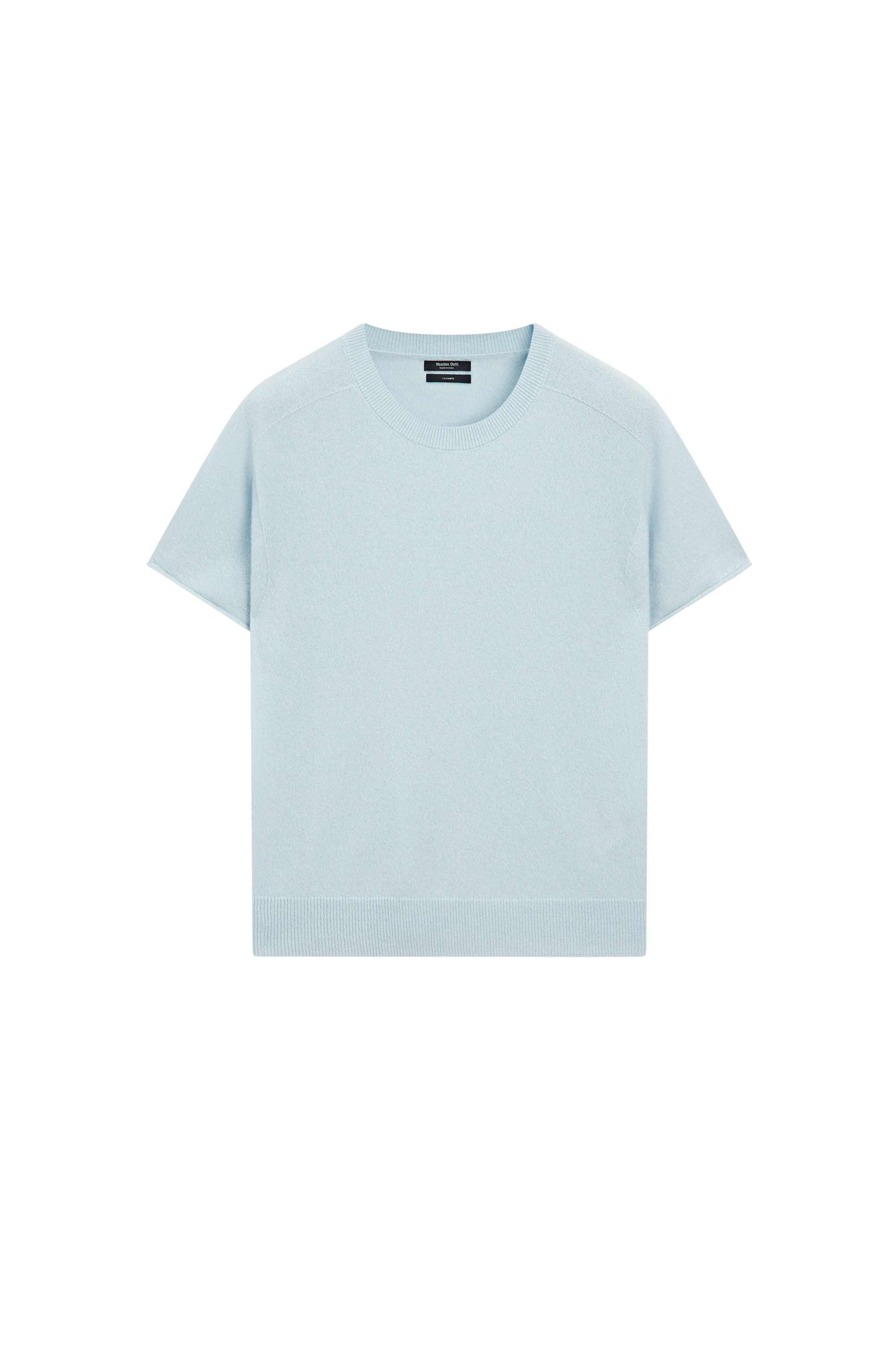 100% cashmere short sleeve knit sweater - SKY BLUE