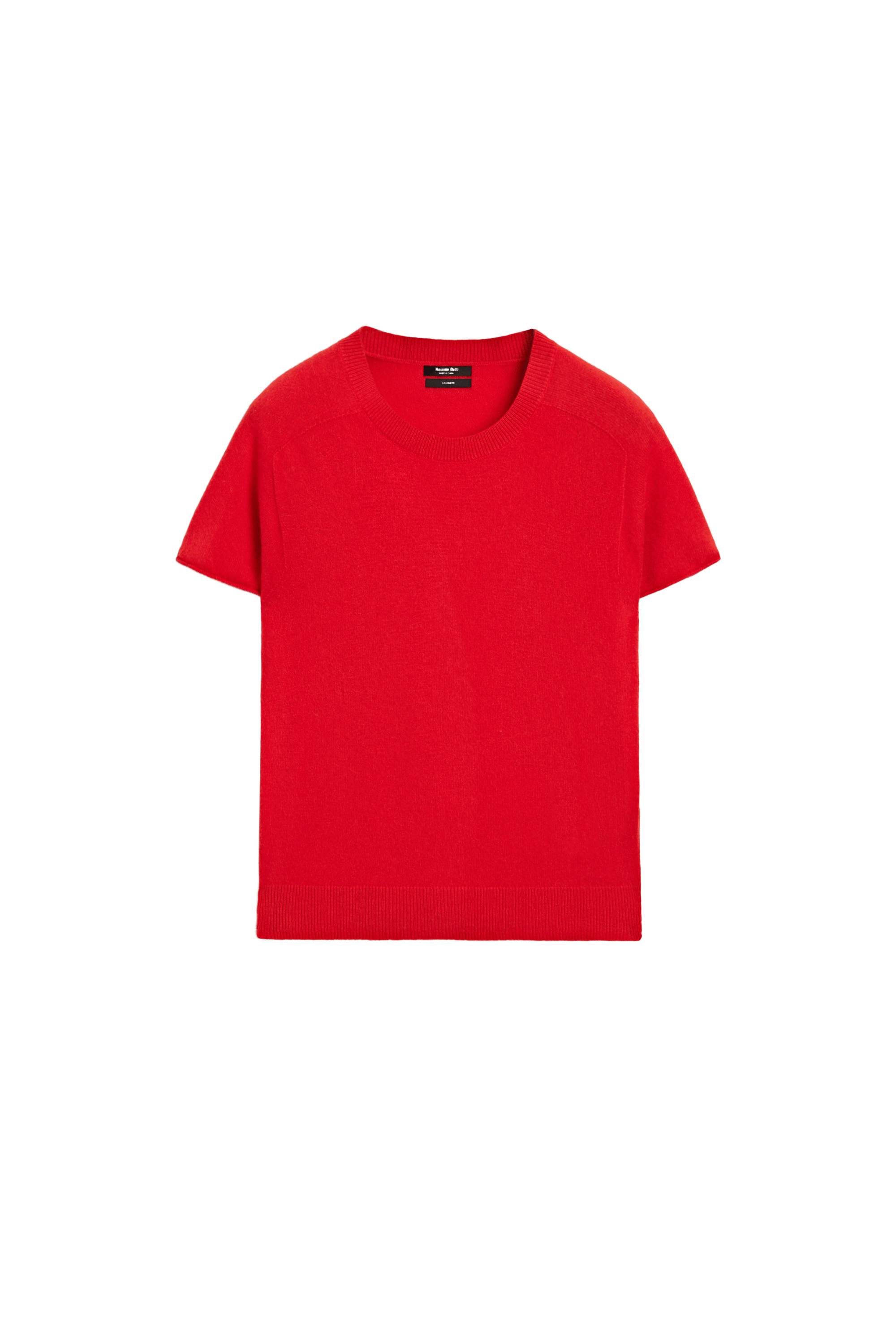 100% cashmere short sleeve knit sweater - RED