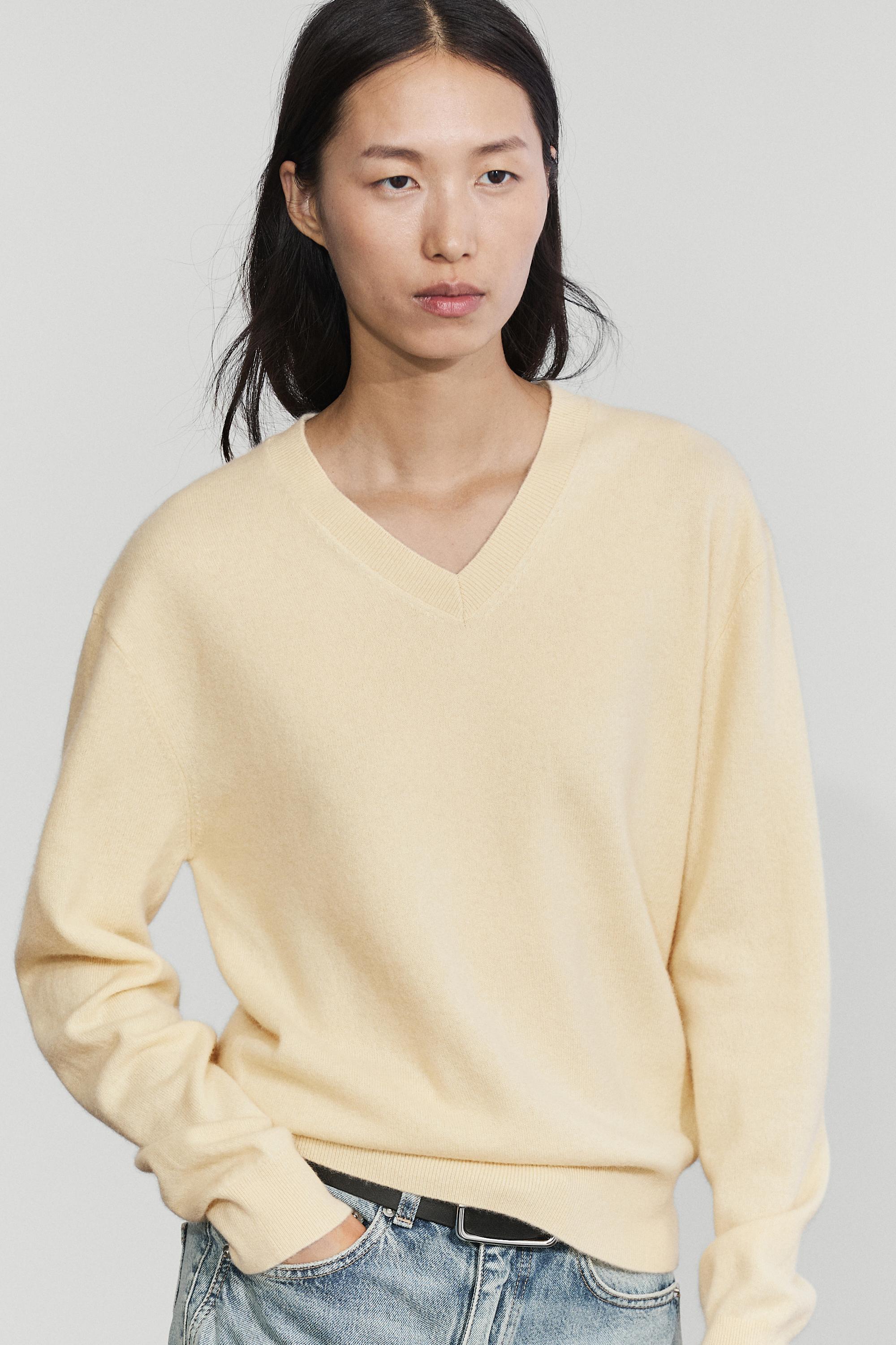 100% cashmere knit sweater - Vanilla