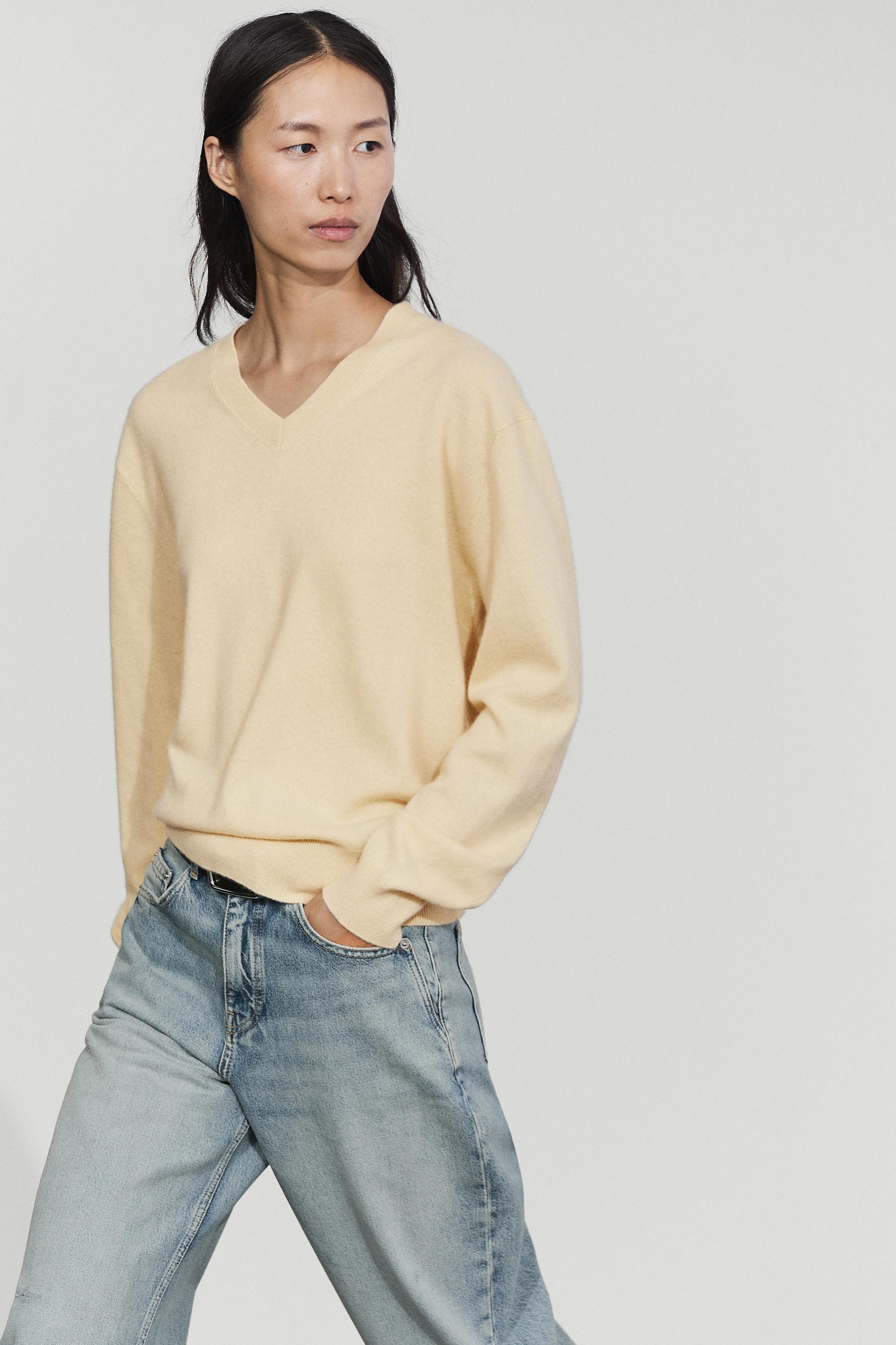 100% cashmere knit sweater - Vanilla