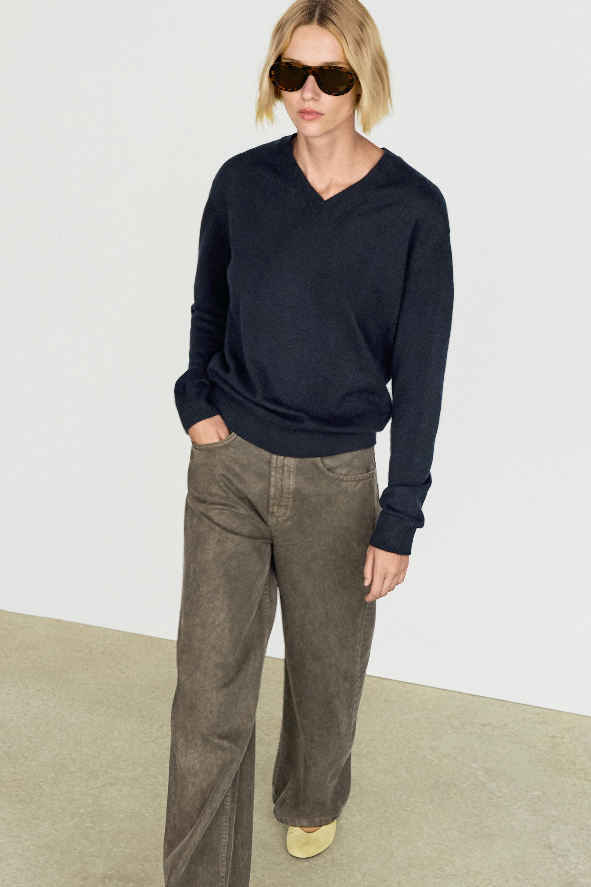 100% cashmere knit sweater - DEEP BLUE