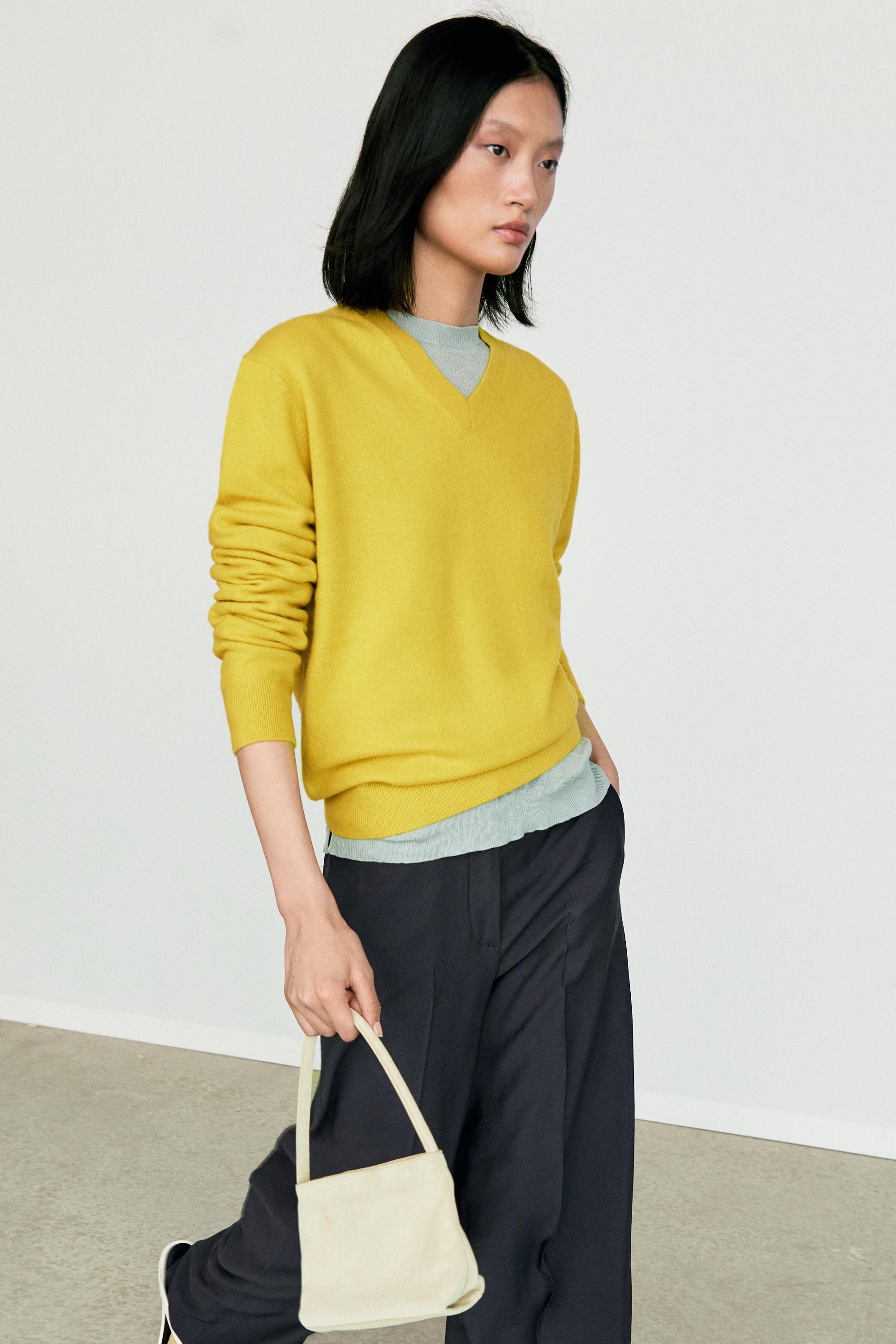 100% cashmere knit sweater - LIME