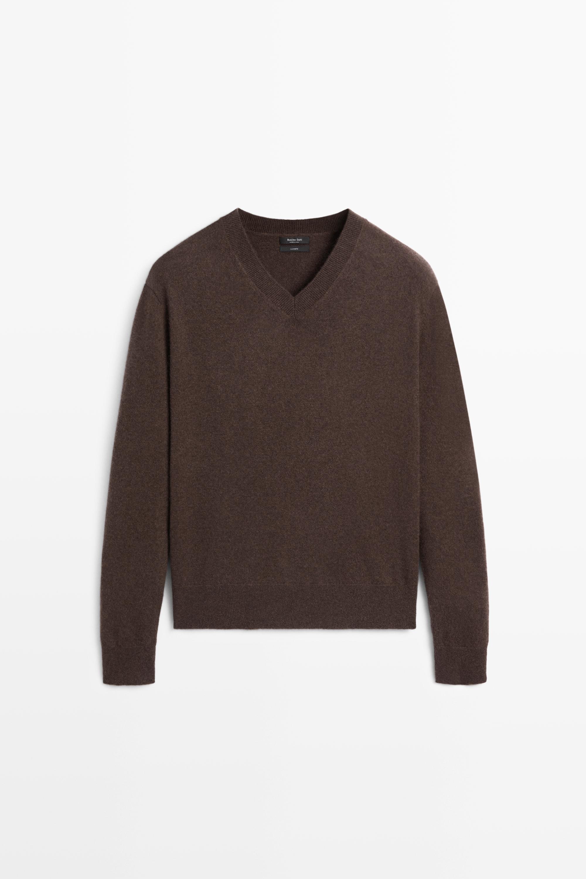 100% cashmere knit sweater - Tobacco brown
