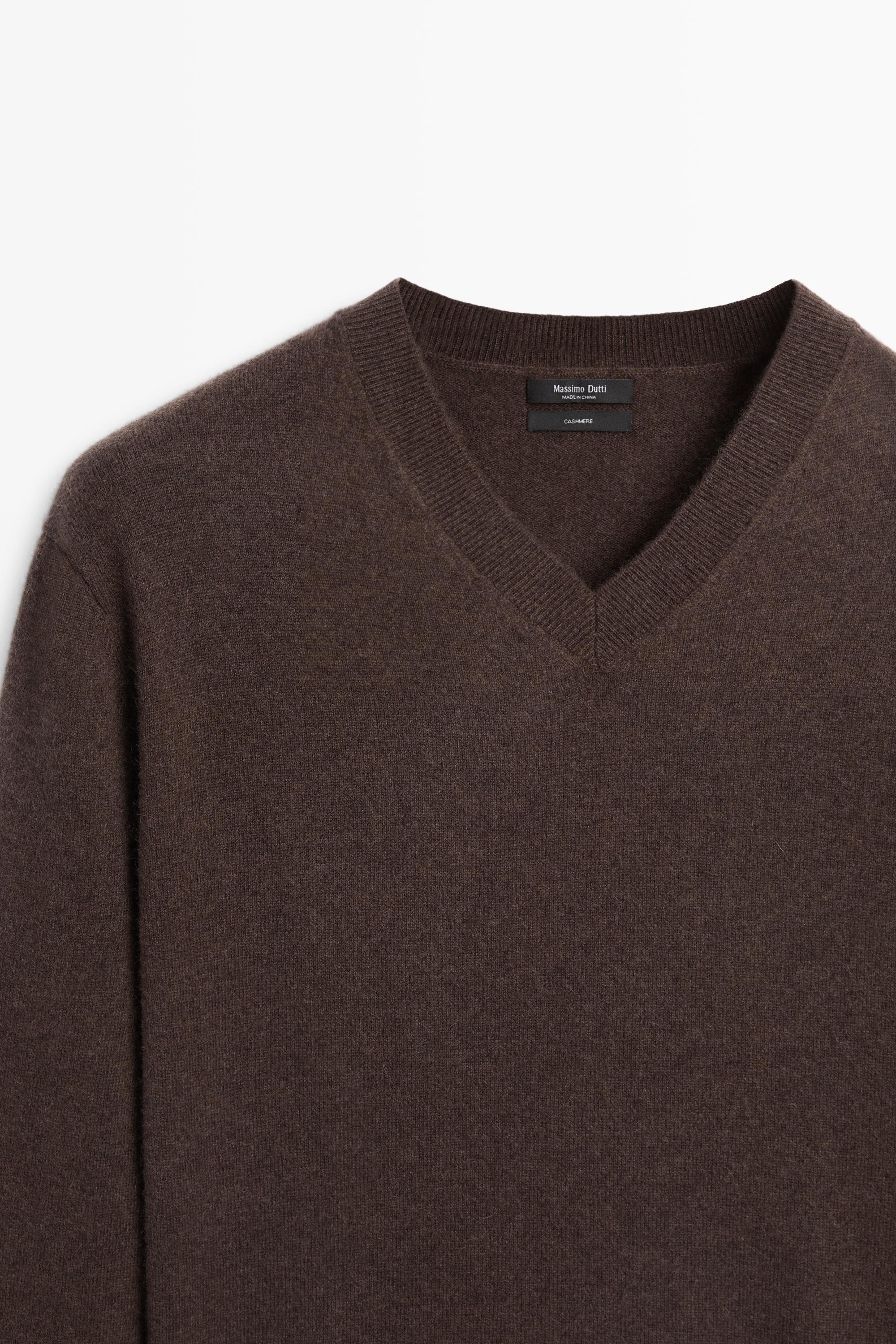100% cashmere knit sweater - Tobacco brown