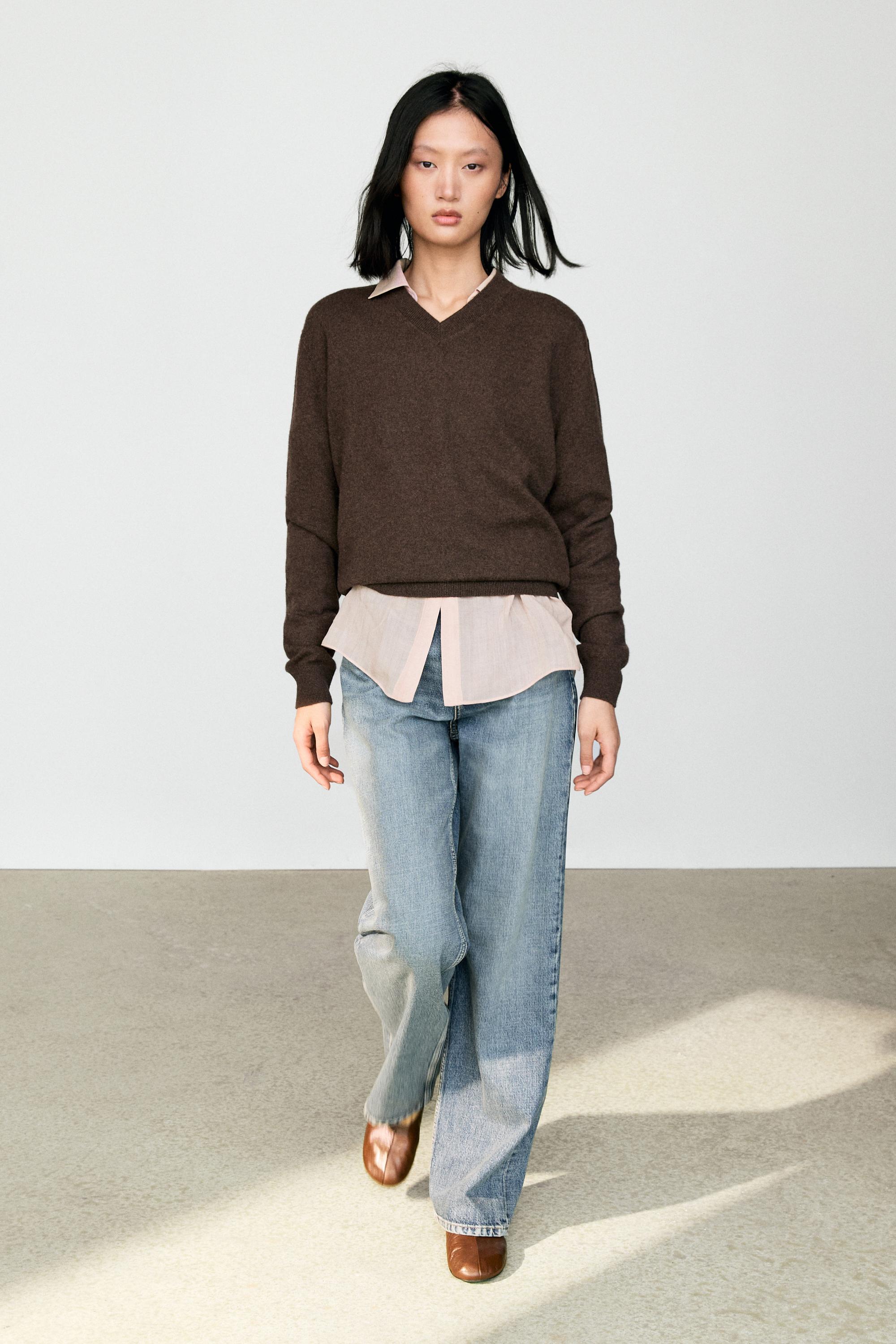 100% cashmere knit sweater - Tobacco brown