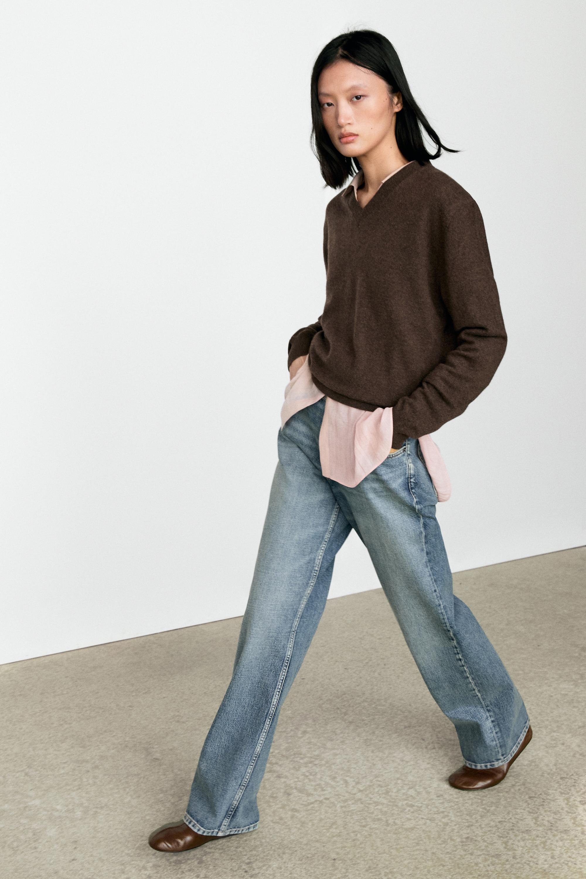 100% cashmere knit sweater - Tobacco brown