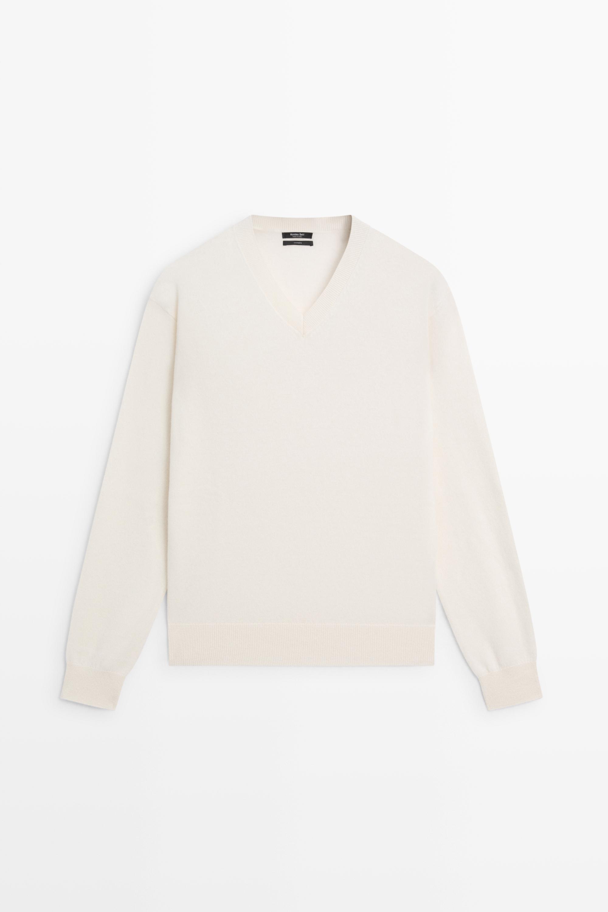 100% cashmere knit sweater - CREAM