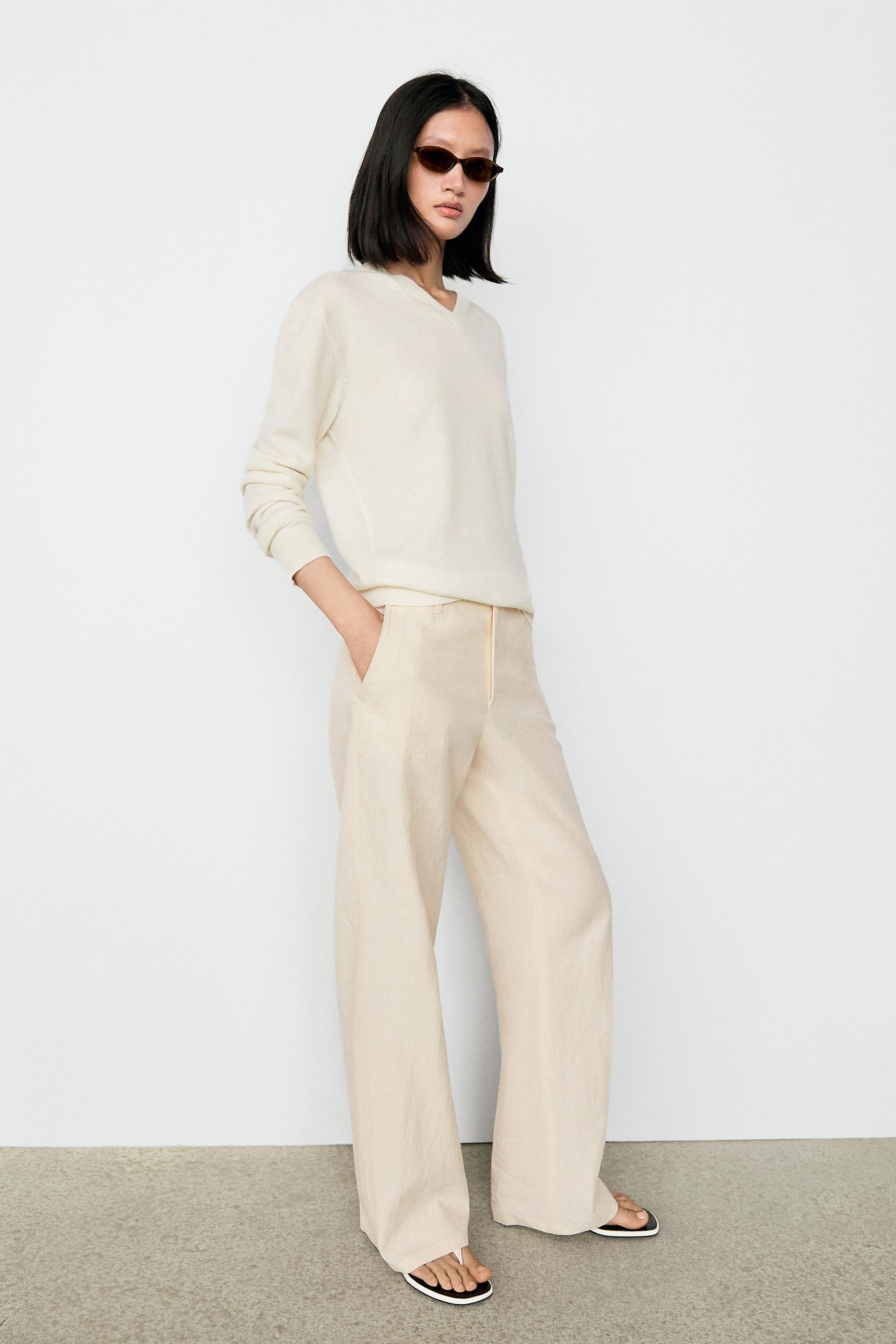 100% cashmere knit sweater - CREAM
