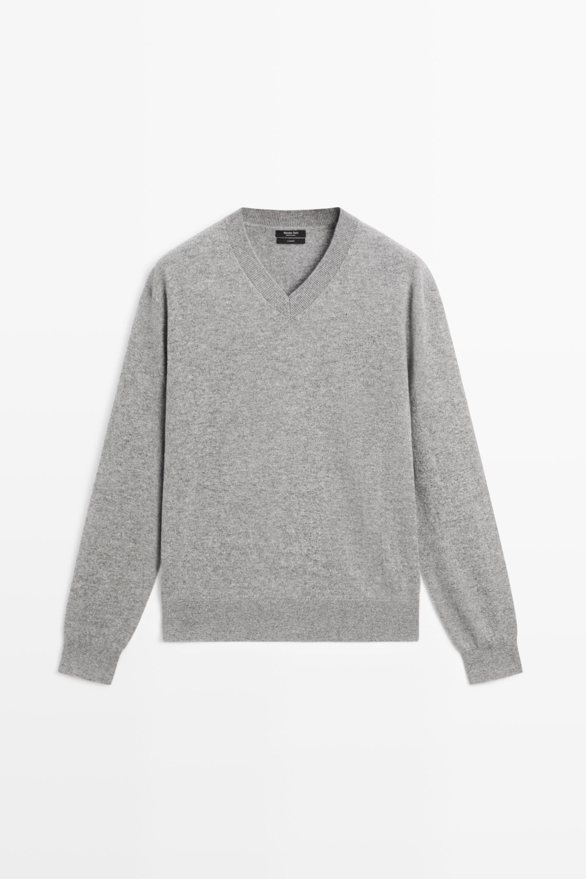 100% cashmere knit sweater - GREY MARL