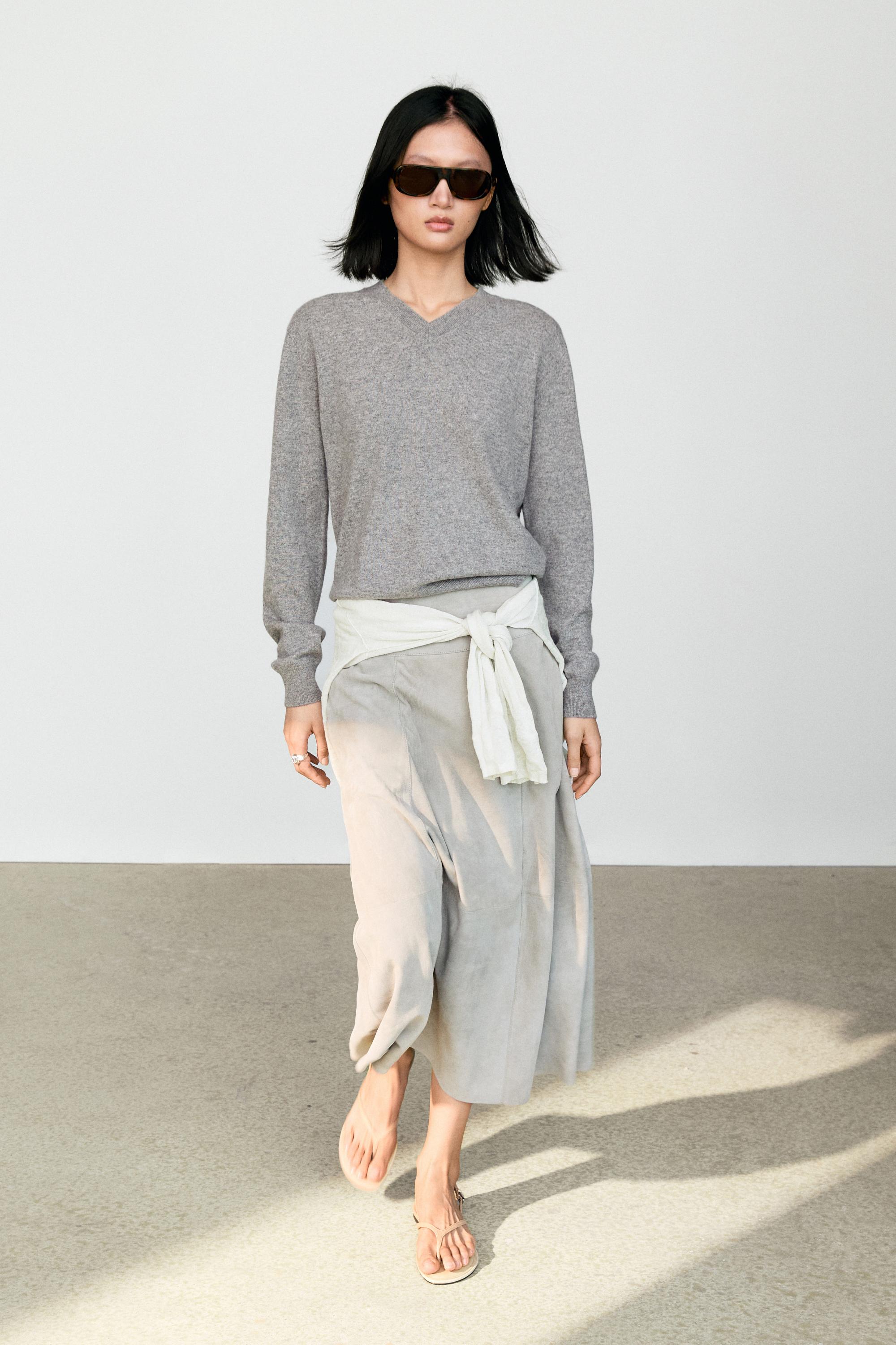100% cashmere knit sweater - GREY MARL