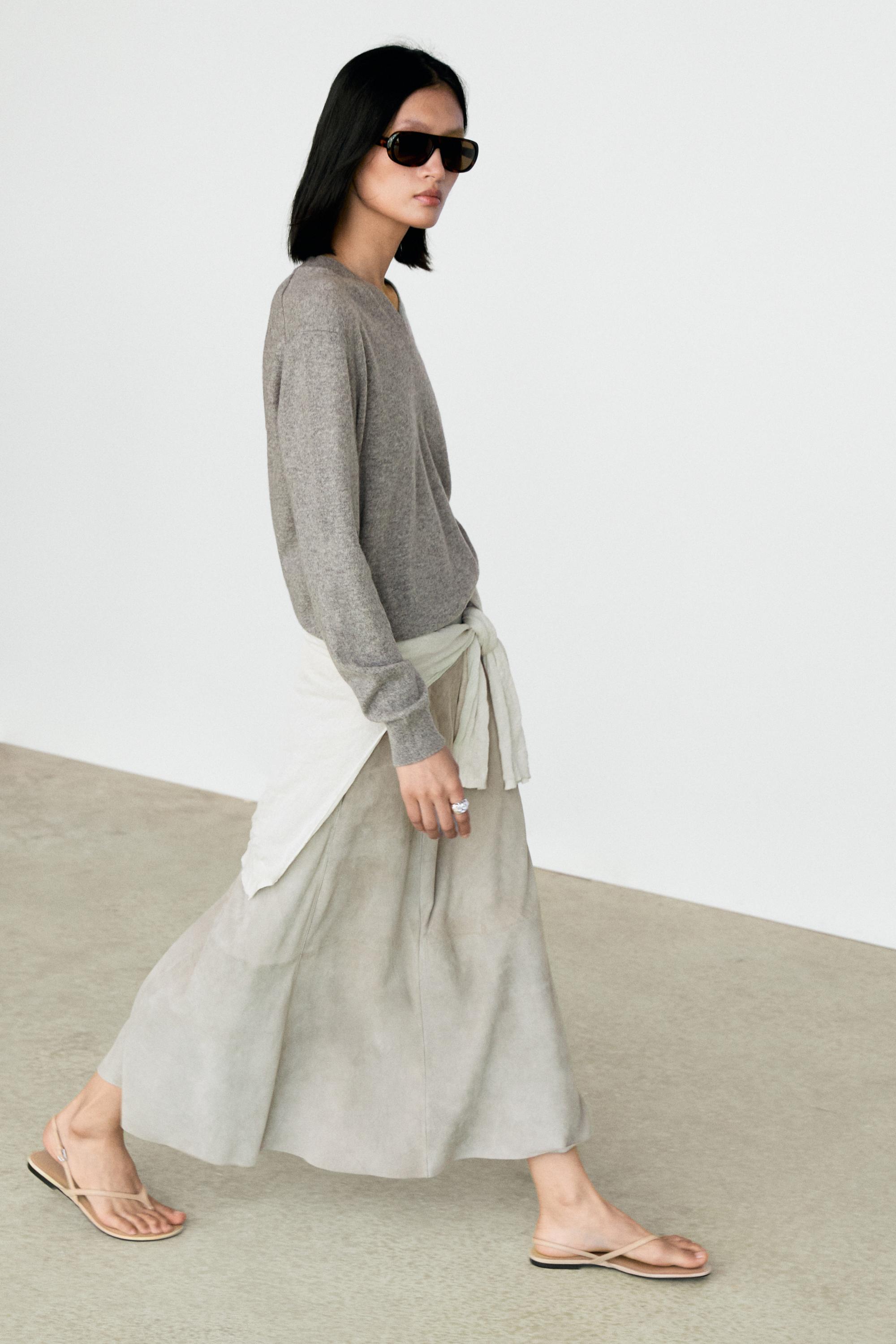 100% cashmere knit sweater - GREY MARL