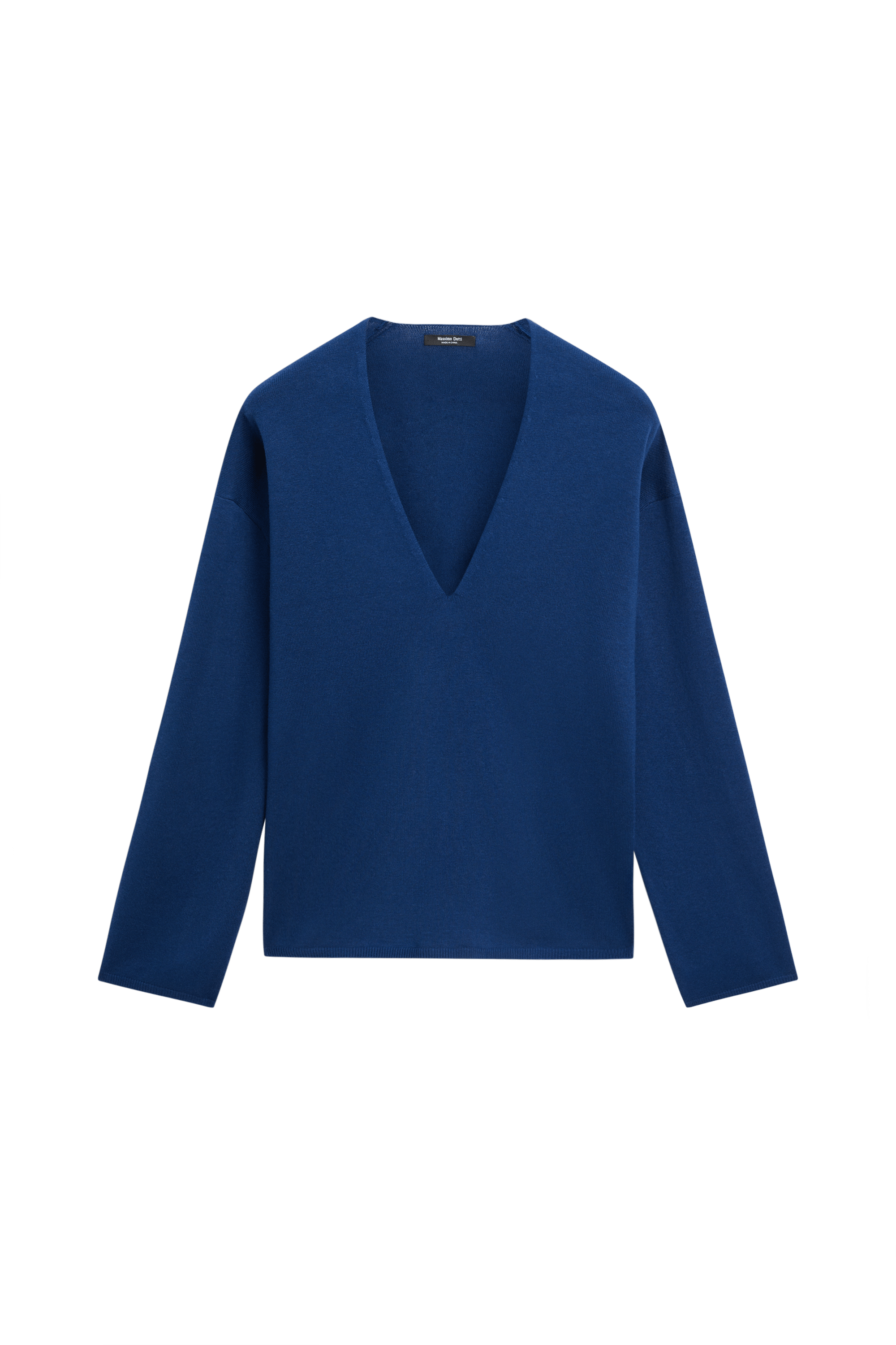 Striped V-neck knit sweater - NAVY BLUE