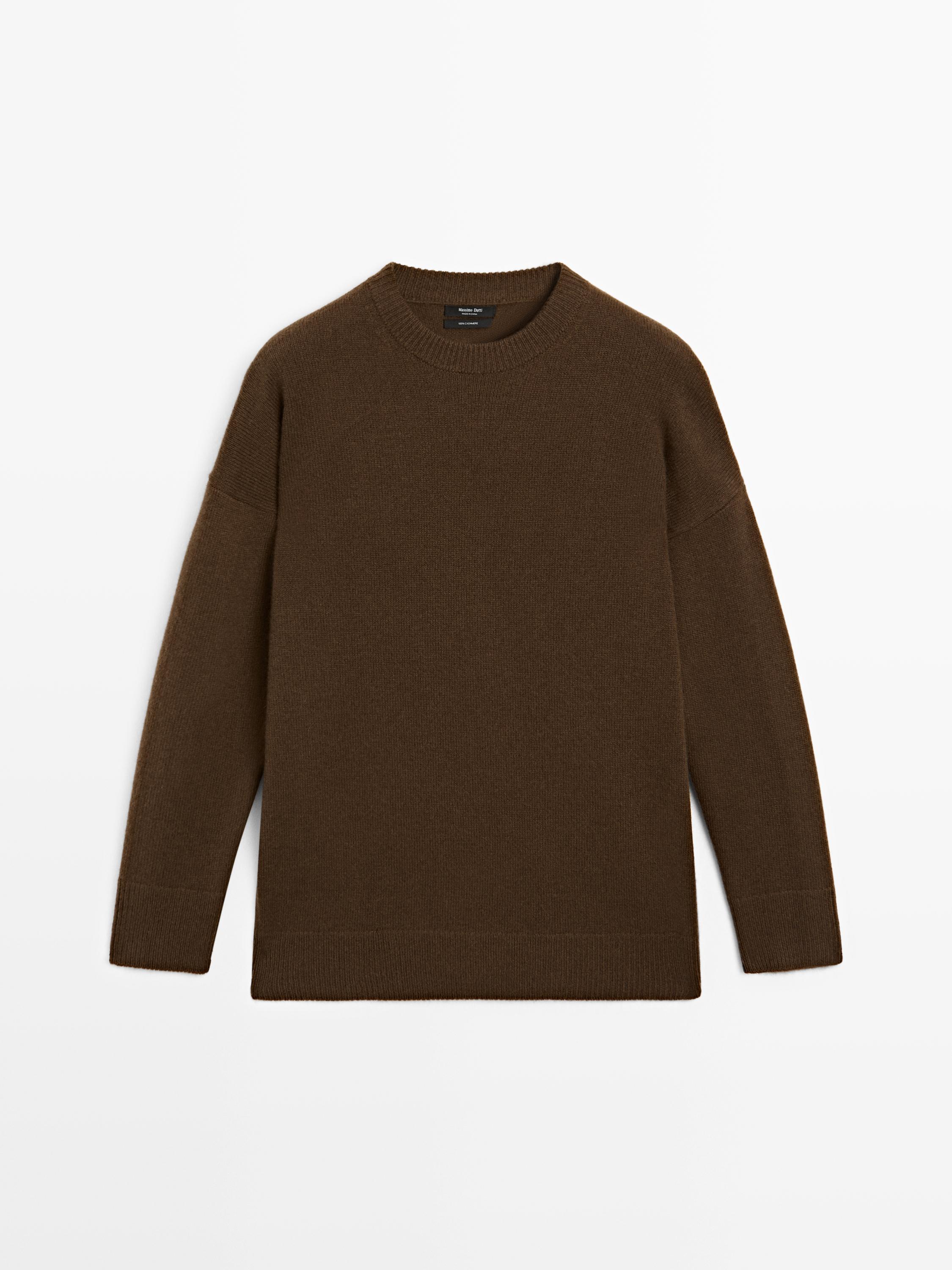 100% cashmere oversize knit sweater - TOFFEE
