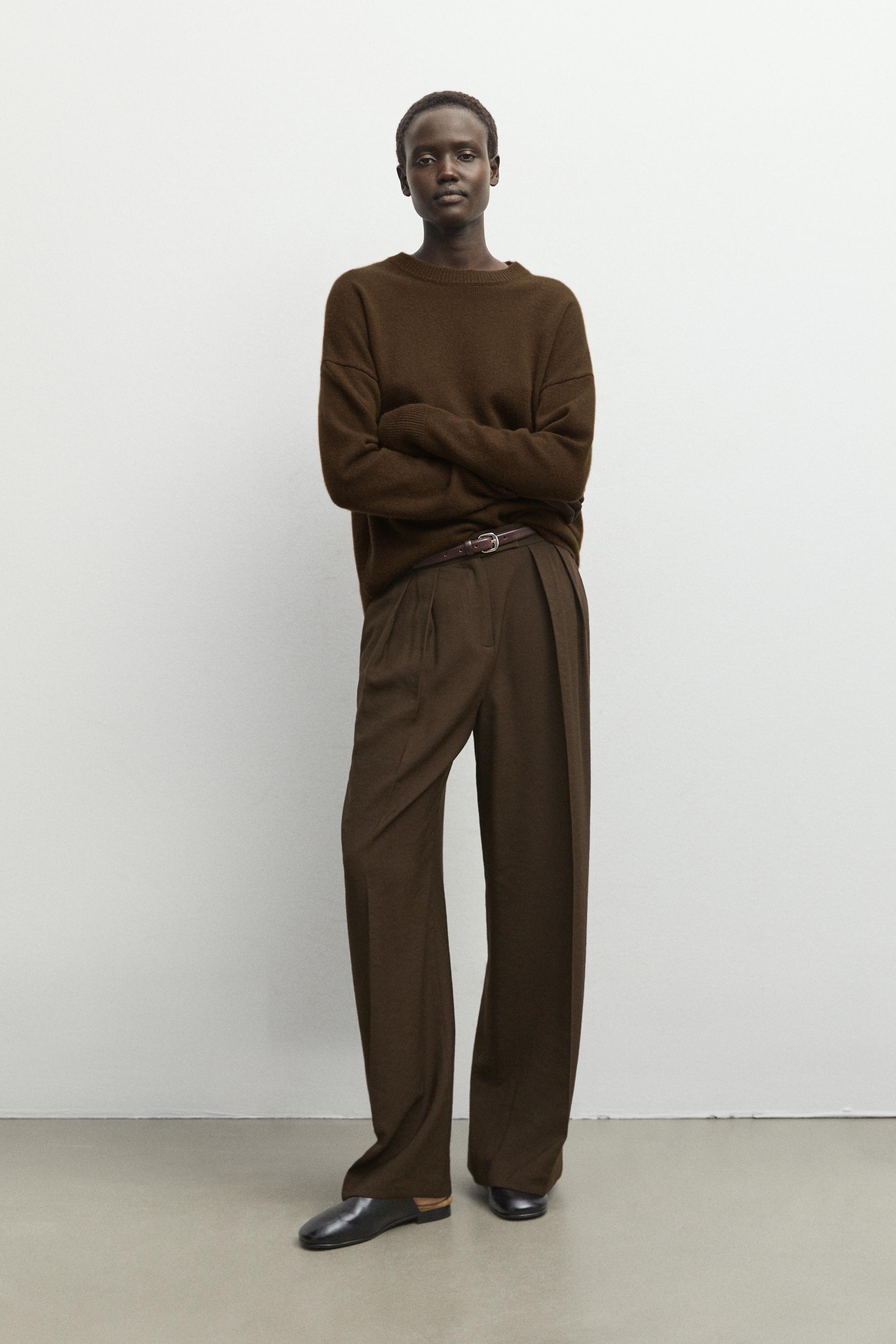 100% cashmere oversize knit sweater - TOFFEE