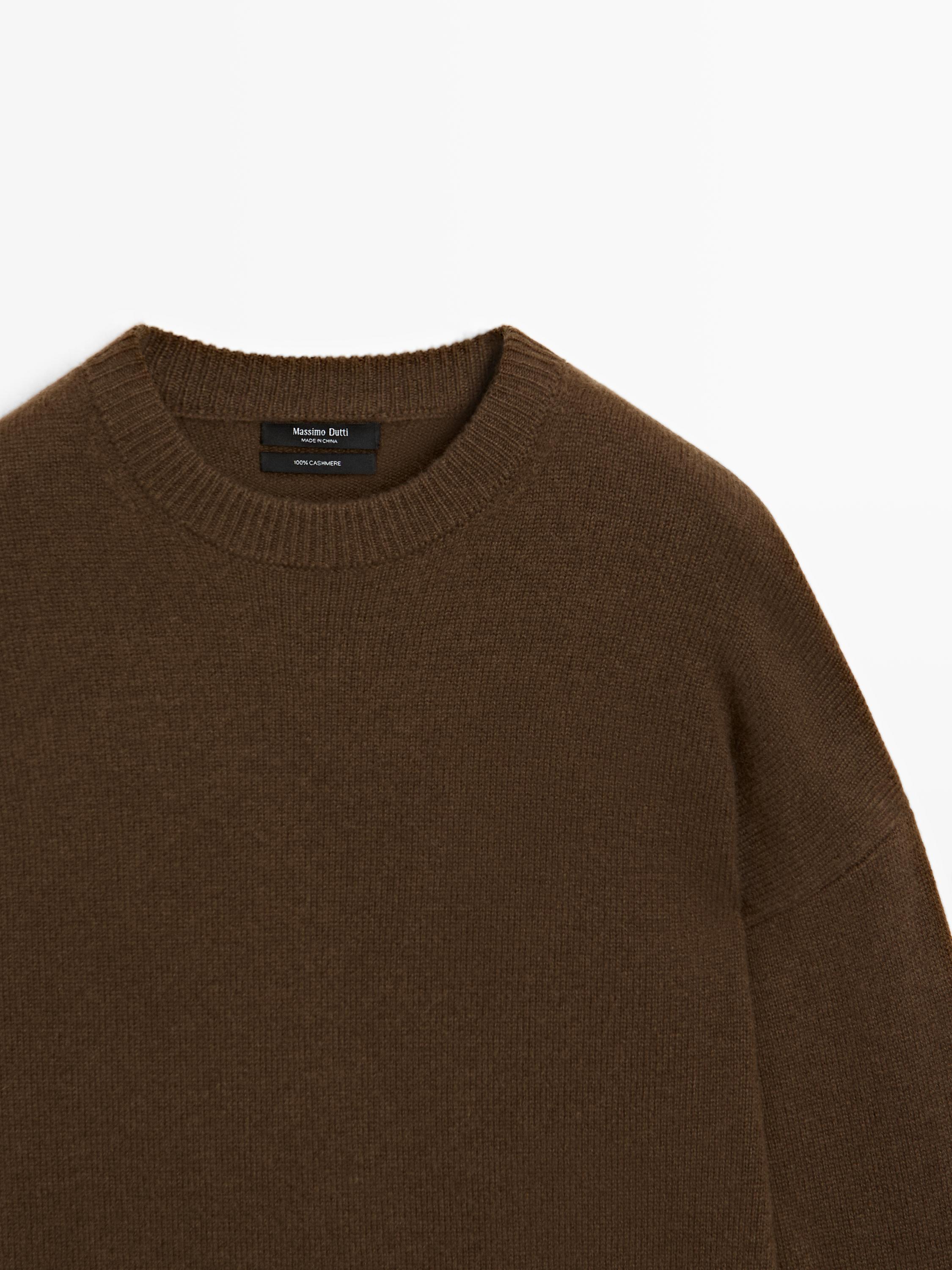 100% cashmere oversize knit sweater - TOFFEE