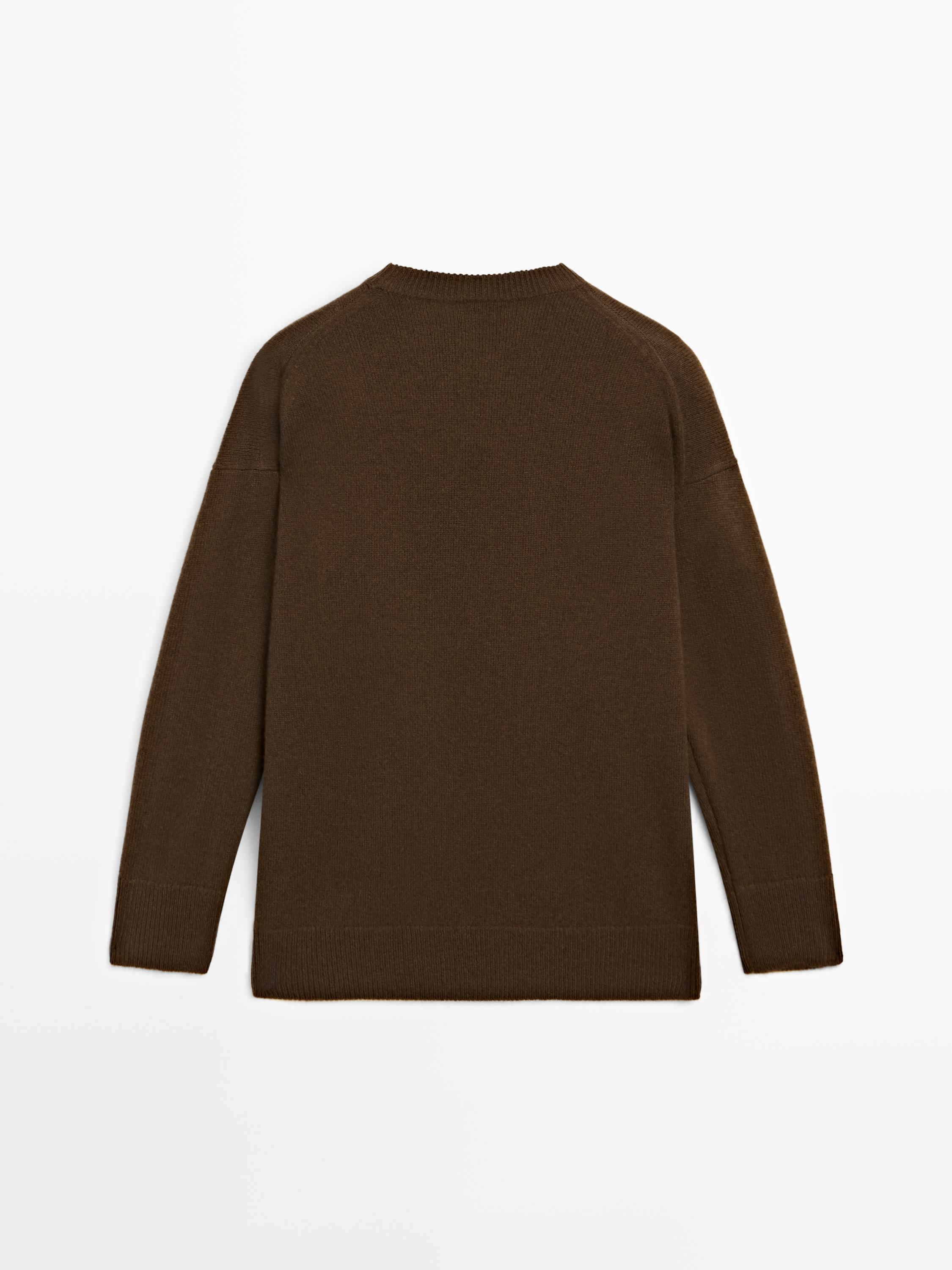 100% cashmere oversize knit sweater - TOFFEE