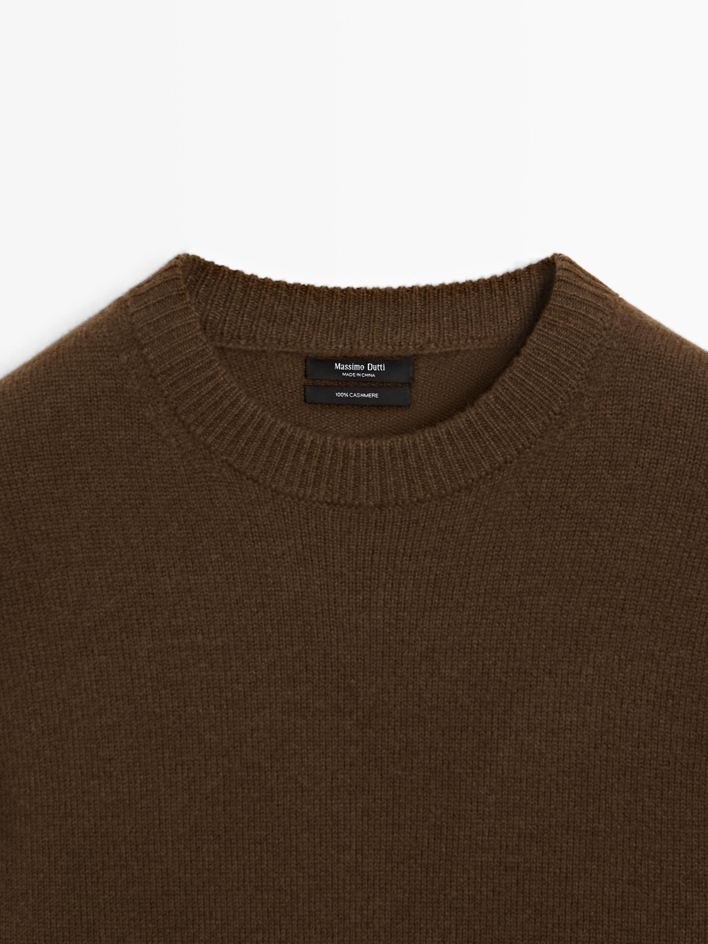 100% cashmere oversize knit sweater - TOFFEE